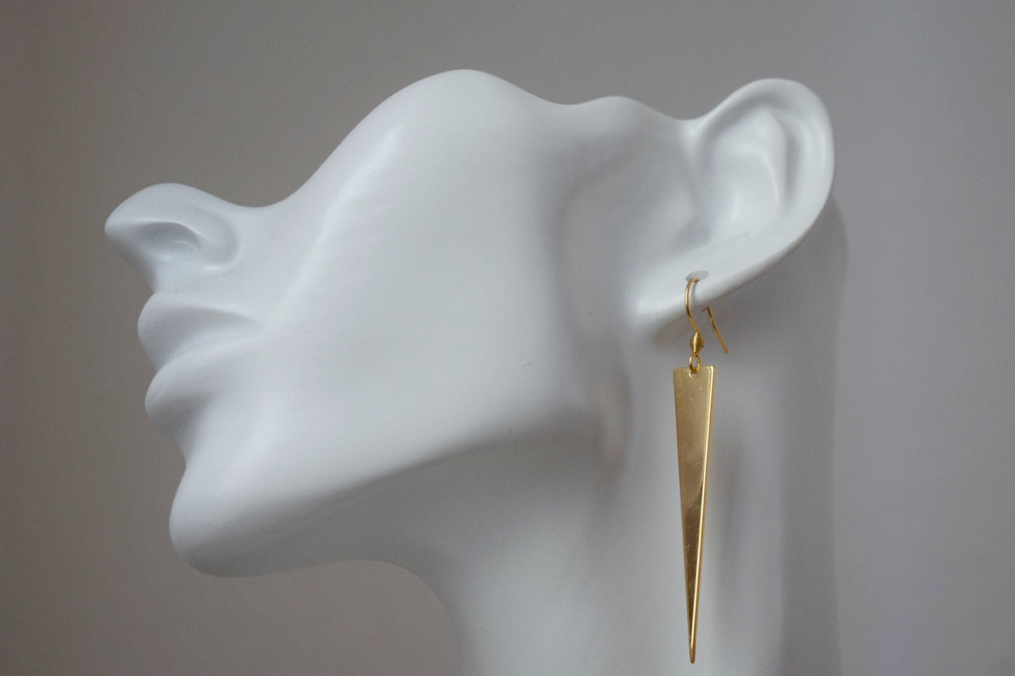 Triangle pendant earrings, Long geometric hanging dangle and drop earrings, Gold plated jewelry, Gift for herBest christmas gift