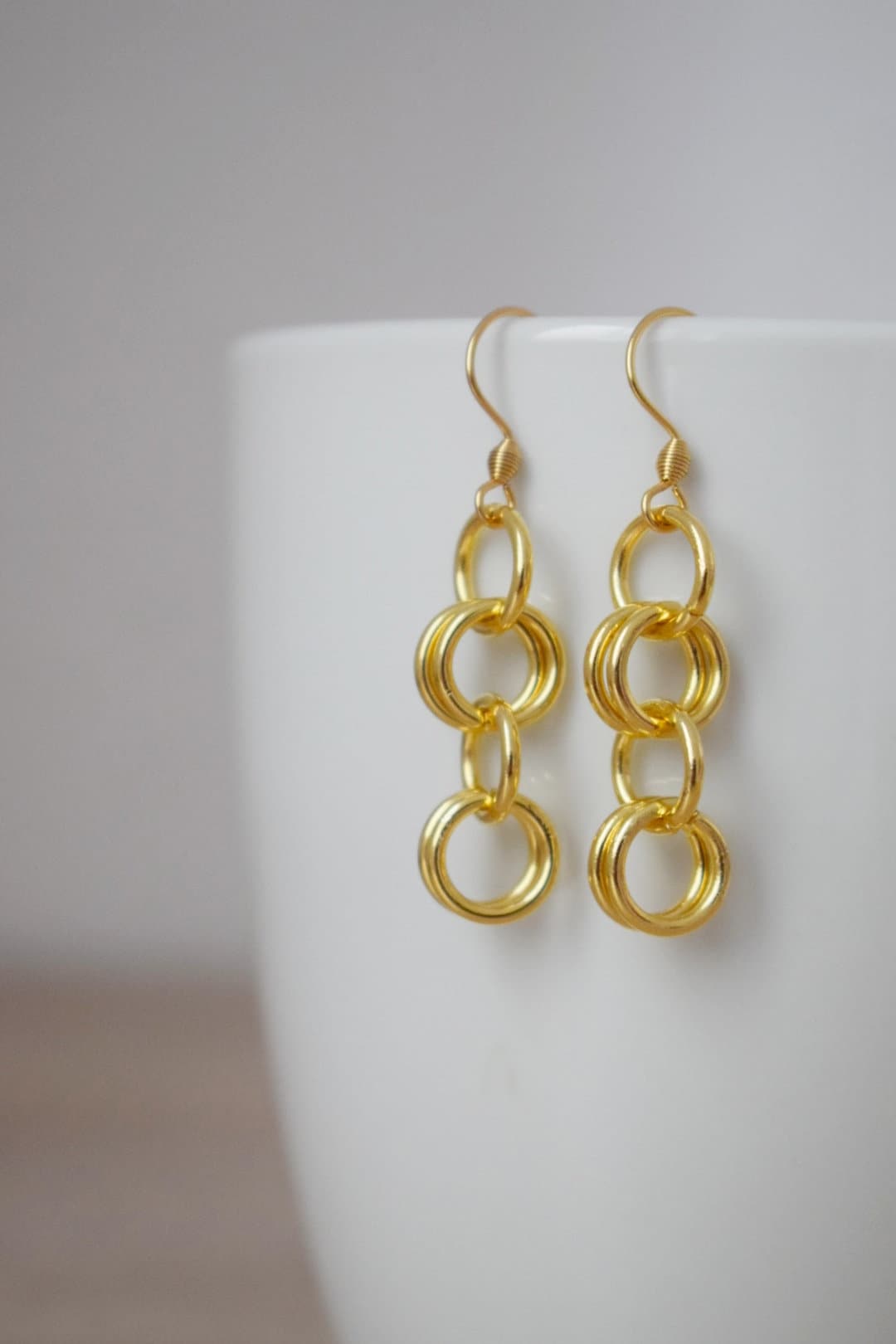 Geometrische Ohrhänger, 24 Karat vergoldete Edelstahlringe, Schmuckanhänger, Bestes Valentinstagsgeschenk für Sie