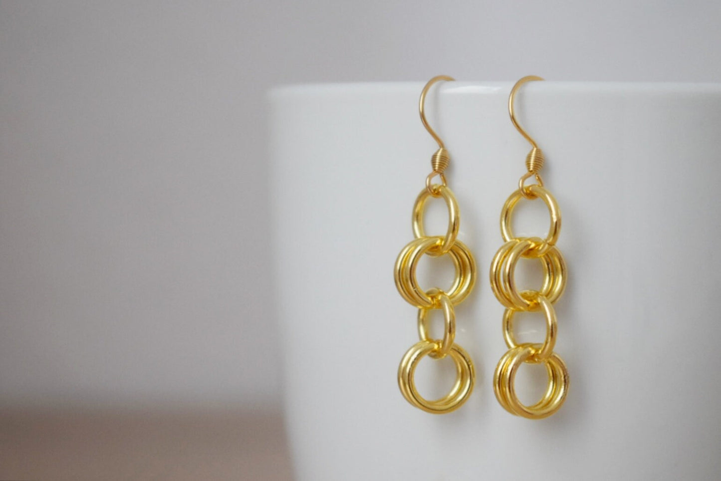 Geometrische Ohrhänger, 24 Karat vergoldete Edelstahlringe, Schmuckanhänger, Bestes Valentinstagsgeschenk für Sie