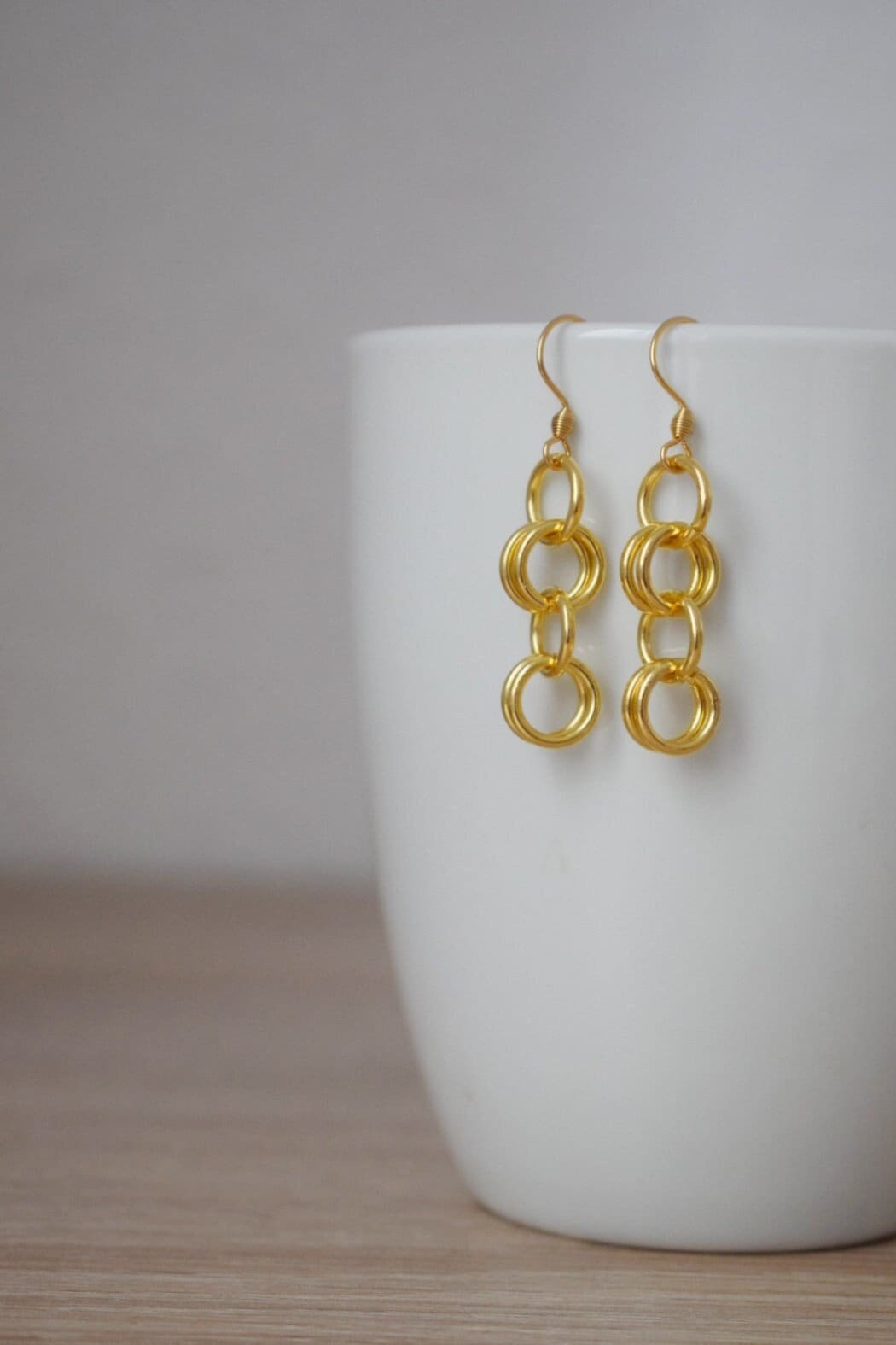 Geometrische Ohrhänger, 24 Karat vergoldete Edelstahlringe, Schmuckanhänger, Bestes Valentinstagsgeschenk für Sie