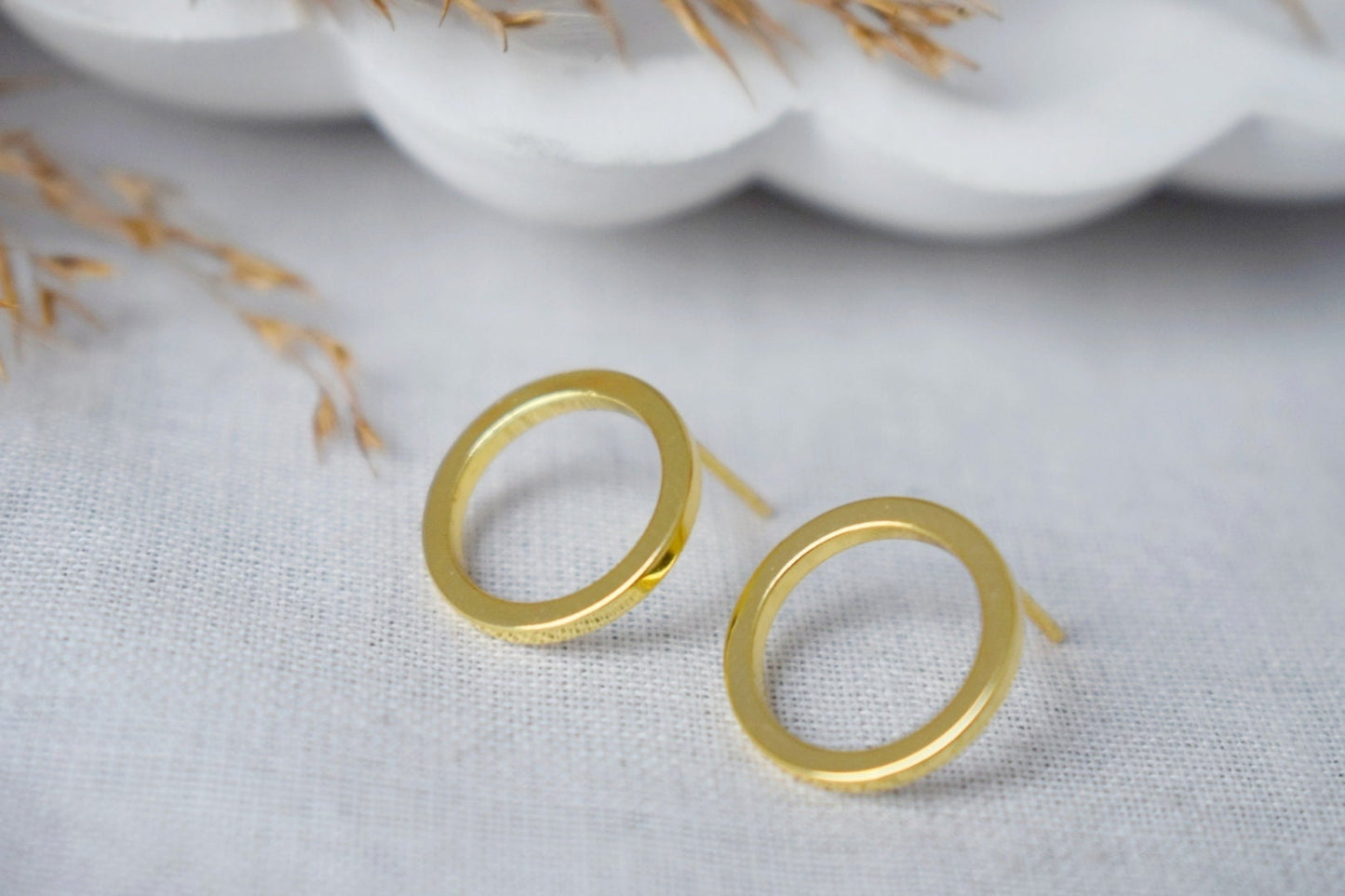 Offene Kreis Ohrstecker 18k vergoldet Ring Ohrstecker, zierliche Ohrringe, Unisex Schmuck GeschenkBestes Weihnachtsgeschenk