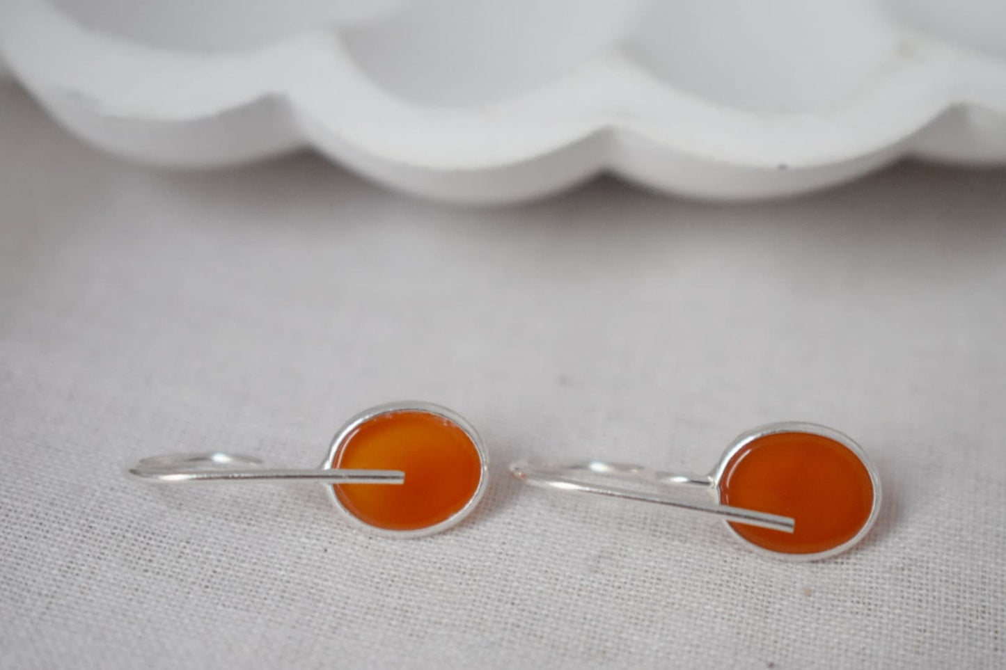 Karneol Sterling Silber Ohrringe, Ovale orange Edelstein Ohrringe 925 Silber, Naturstein, Einzigartiges Schmuckgeschenk