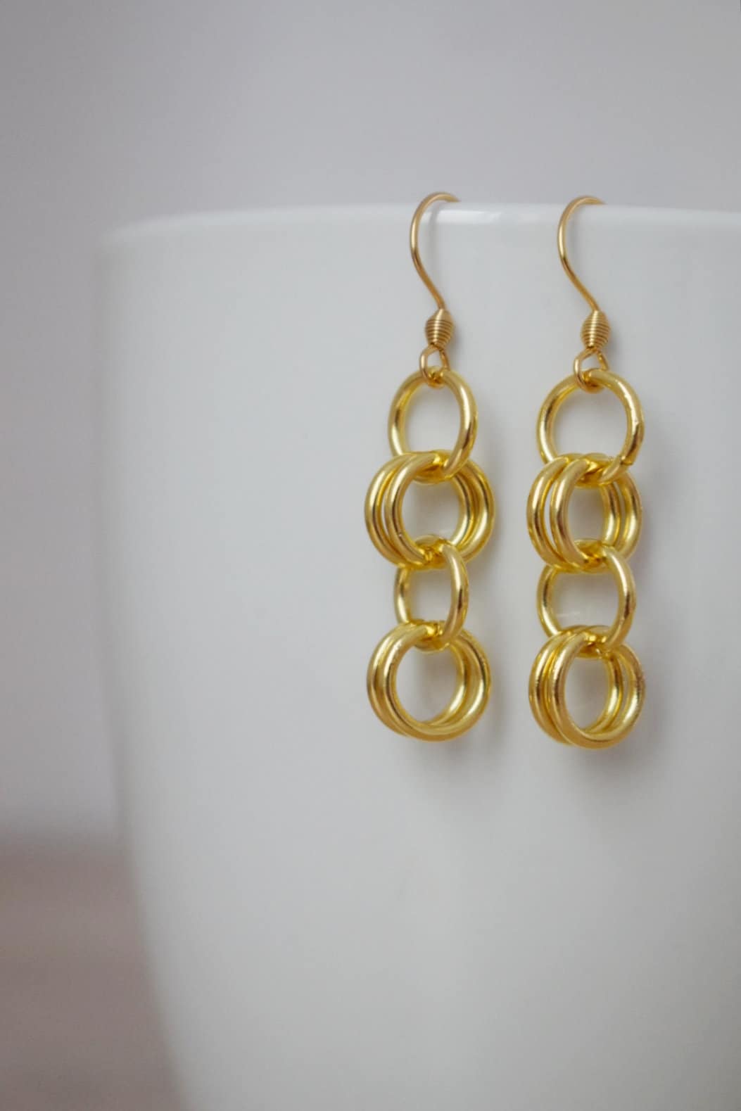 Geometrische Ohrhänger, 24 Karat vergoldete Edelstahlringe, Schmuckanhänger, Bestes Valentinstagsgeschenk für Sie