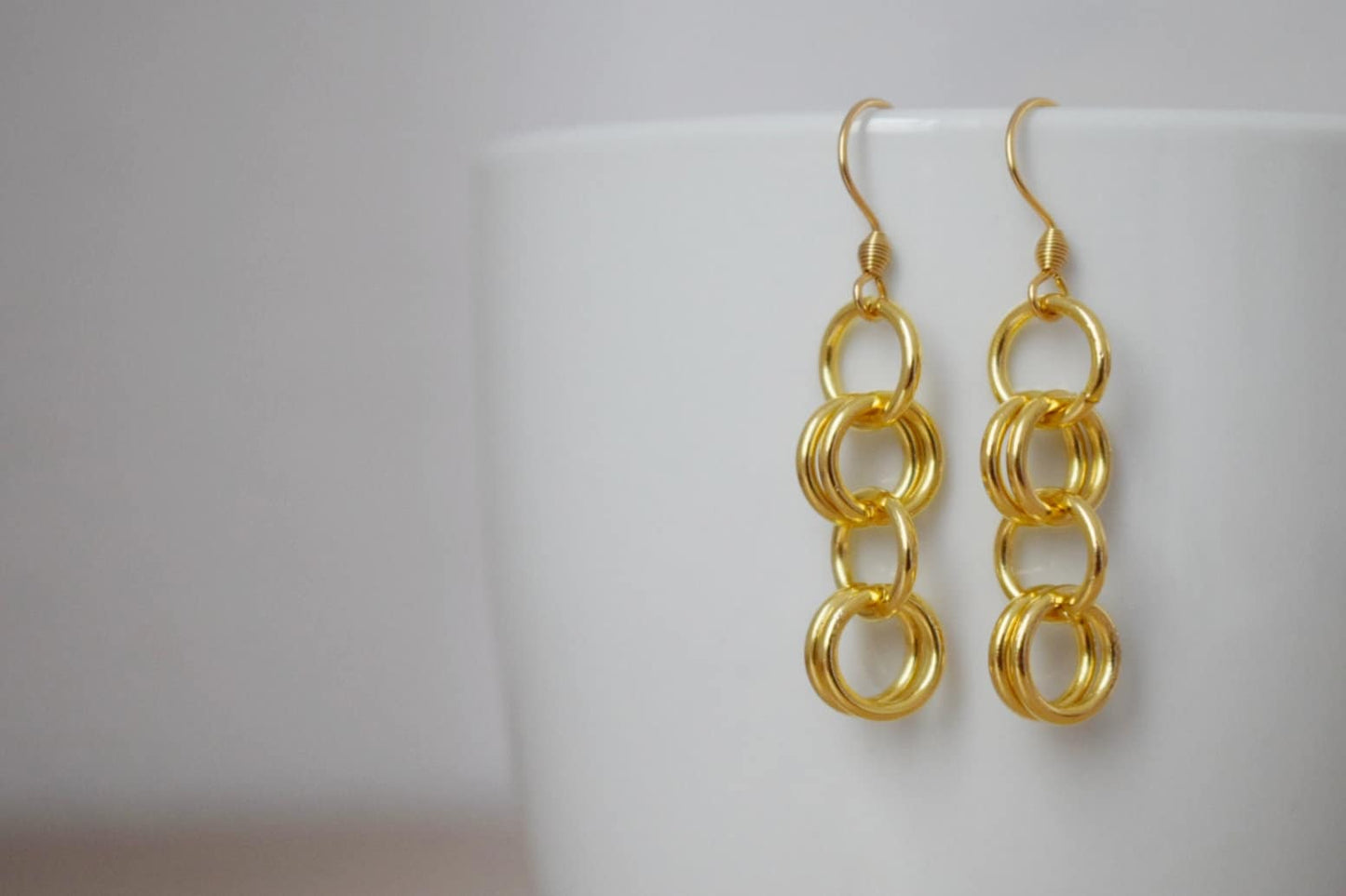 Geometrische Ohrhänger, 24 Karat vergoldete Edelstahlringe, Schmuckanhänger, Bestes Valentinstagsgeschenk für Sie