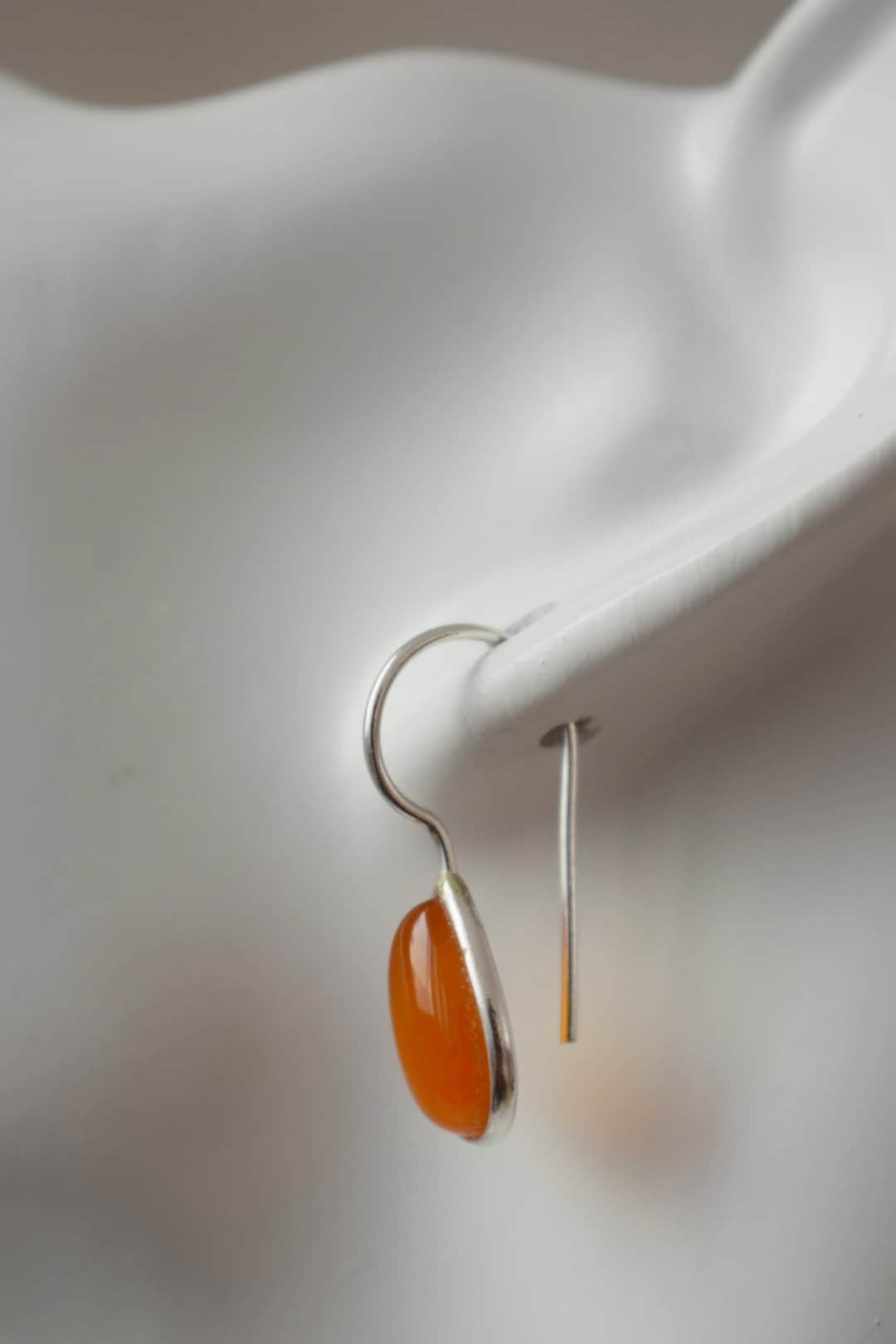 Karneol Sterling Silber Ohrringe, Tropfen orange Edelstein Ohrringe 925 Silber, Naturstein, Einzigartiges Schmuckgeschenk