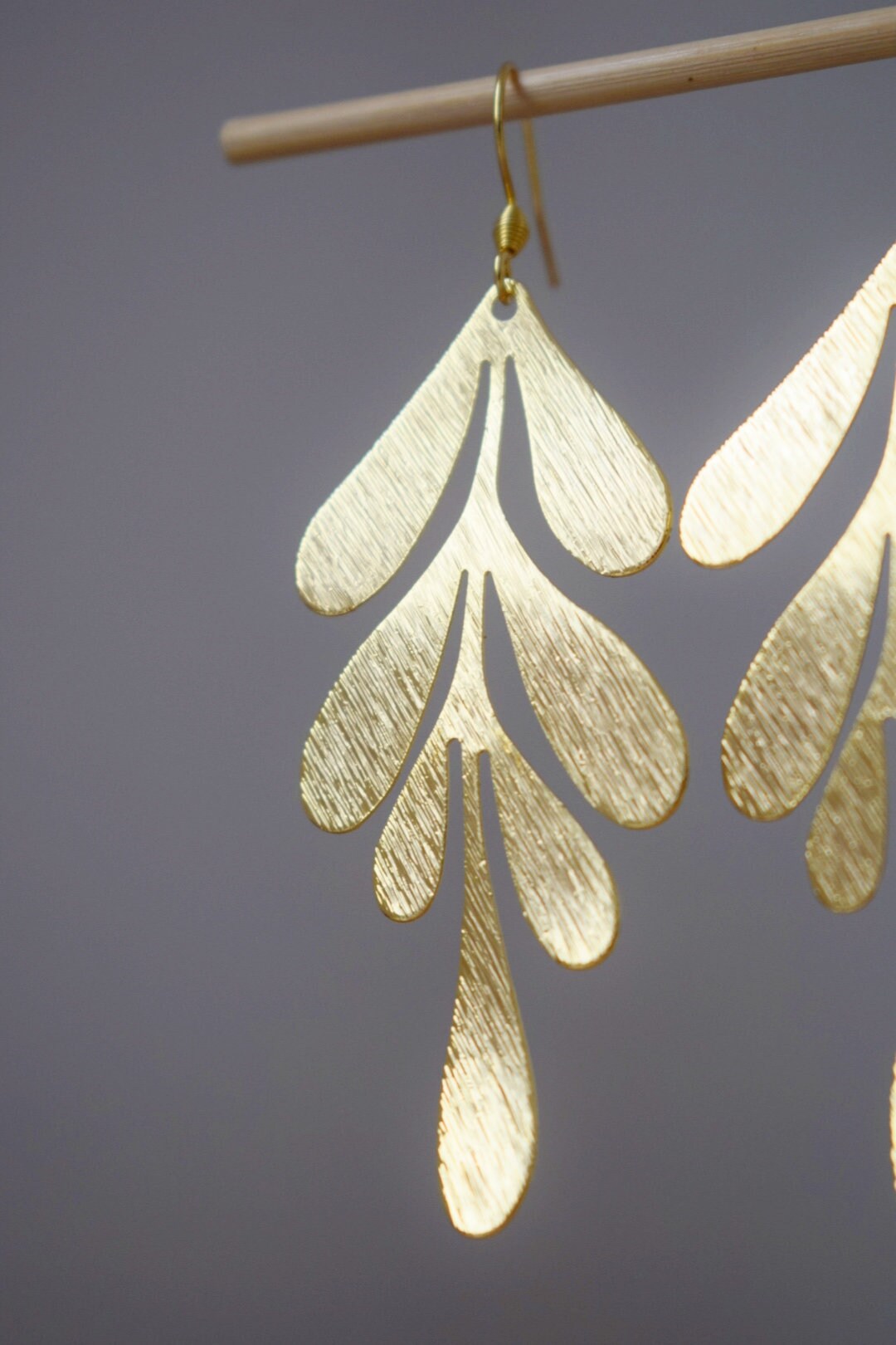 Lange Blattohrringe für Frauen, 18 Karat vergoldet, Blattohrringe, Edelstahlohrringe, Boho-Statement-Ohrringe, Blattgoldschmuck