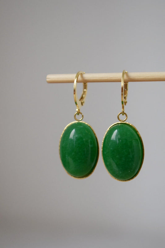 Grüne Jade Ohrringe, Edelstein Ohrringe, Boho Ohrringe, handgefertigter Schmuck, Muttertagsgeschenke, Ohrringe für Frauen, Einzigartiger Schmuck