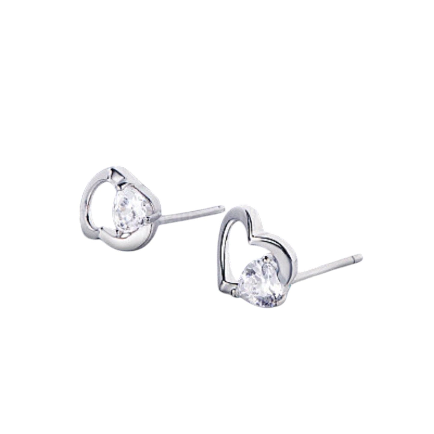 Offene Herz Ohrstecker • Sterling Silber Zirkonia Leichte Ohrringe • Minimalistischer Schmuck • Bestes Geschenk für Sie • Muttertagsgeschenk