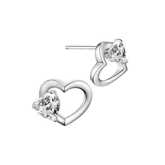 Offene Herz Ohrstecker • Sterling Silber Zirkonia Leichte Ohrringe • Minimalistischer Schmuck • Bestes Geschenk für Sie • Muttertagsgeschenk