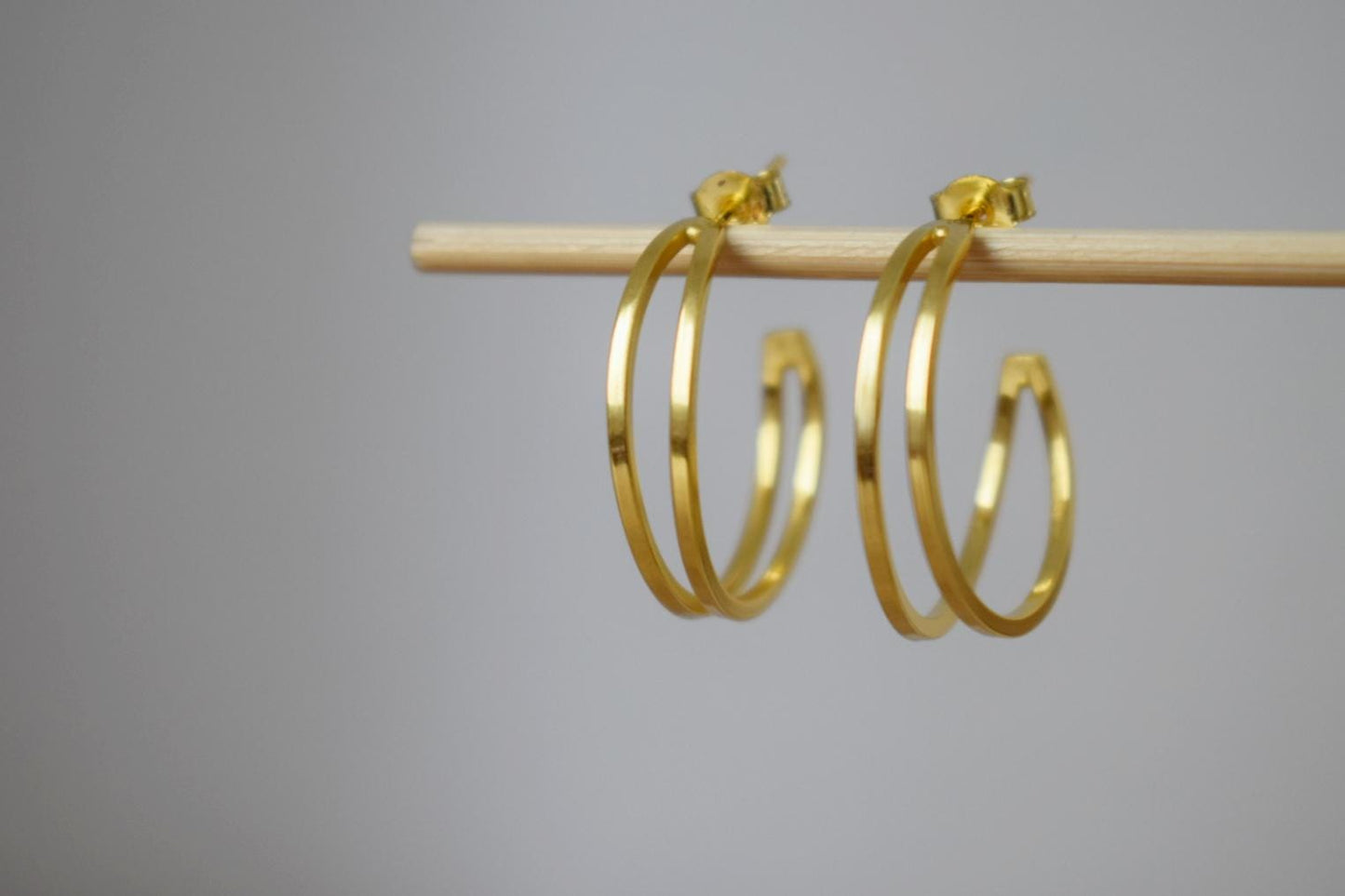 Sterling silver golden hoop earrings, Half Hoops, Modern earrings, Lightweight jewelry, Unique Christmas gift for her