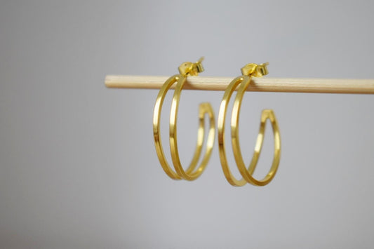 Goldene Creolen aus Sterlingsilber, Halbe Creolen, Moderne Ohrringe, Leichter Schmuck, Einzigartiges Muttertagsgeschenk