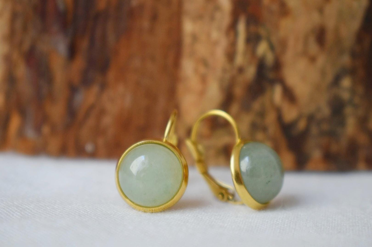 Aventurin-Ohrringe, Grüne Edelstein-Ohrringe, Goldener Schmuck mit Geburtssteinen, Bestes Weihnachtsgeschenk für Sie