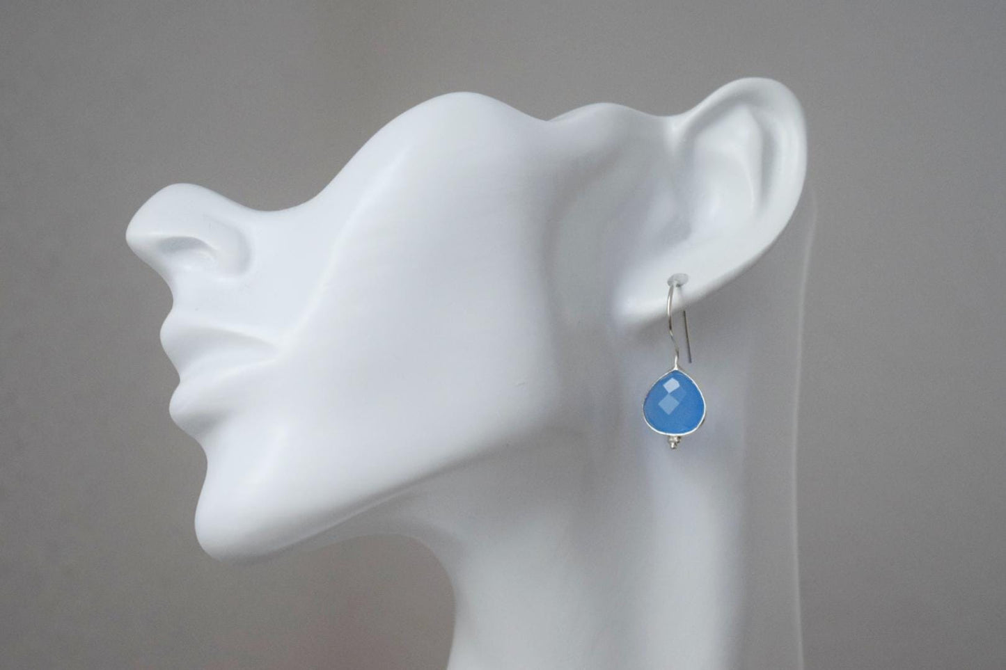 Muttertagsgeschenke, Blaue Chalcedon Ohrringe aus 925 Sterling Silber, Tropfen Edelstein, Naturstein, Einzigartiger Schmuck, Muttertagsgeschenk