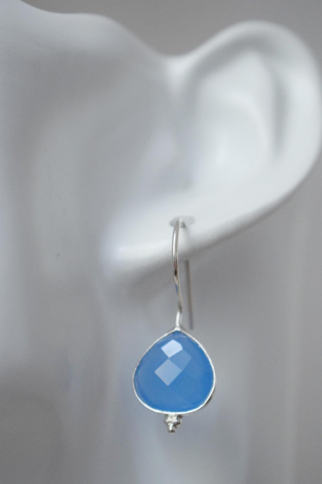 Muttertagsgeschenke, Blaue Chalcedon Ohrringe aus 925 Sterling Silber, Tropfen Edelstein, Naturstein, Einzigartiger Schmuck, Muttertagsgeschenk