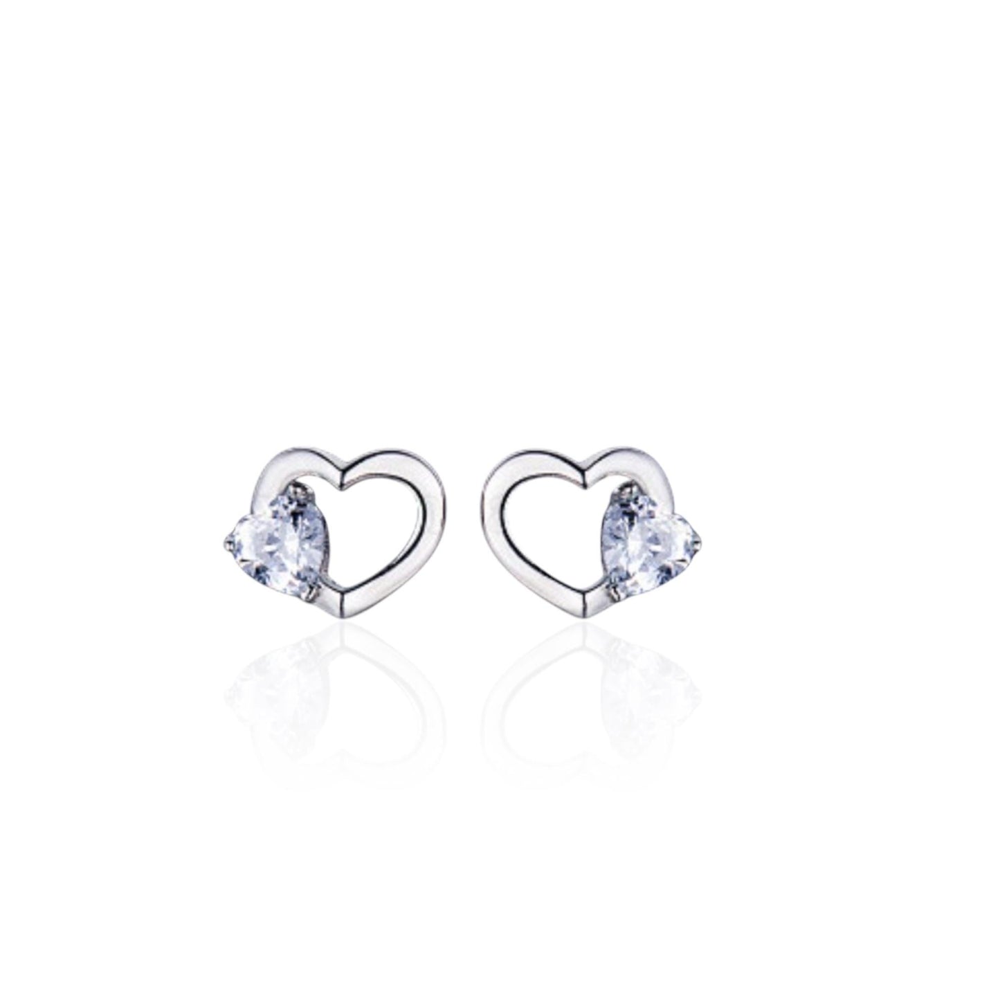 Offene Herz Ohrstecker • Sterling Silber Zirkonia Leichte Ohrringe • Minimalistischer Schmuck • Bestes Geschenk für Sie • Muttertagsgeschenk