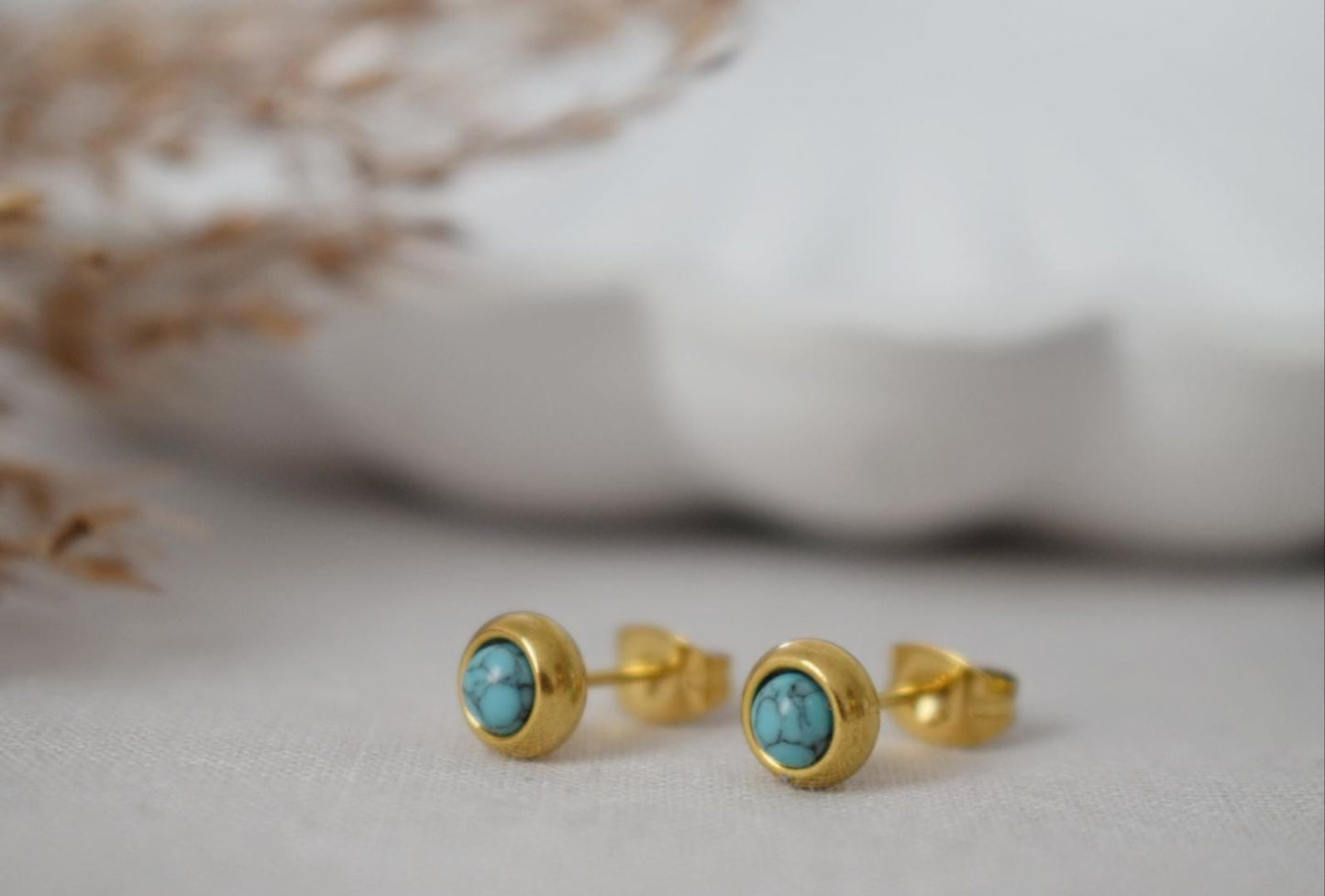 Mini türkise Ohrstecker, 4mm Ohrstecker, Edelstein Ohrstecker, Unisex Ohrstecker, Minimalistischer Schmuck, Muttertagsgeschenk