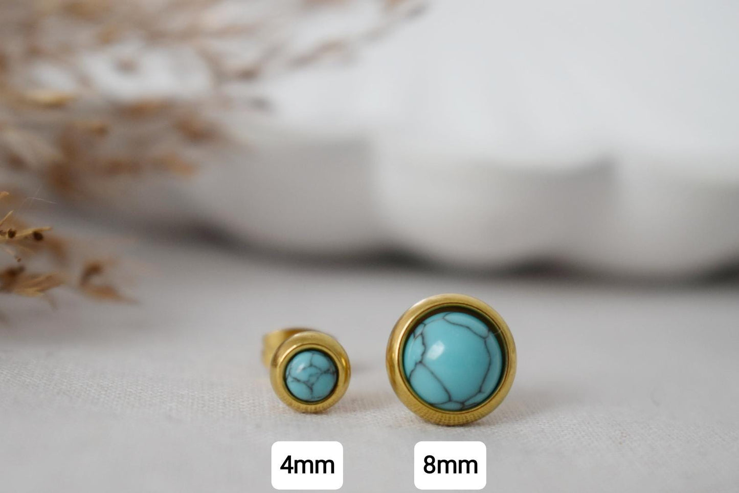 Mini türkise Ohrstecker, 4mm Ohrstecker, Edelstein Ohrstecker, Unisex Ohrstecker, Minimalistischer Schmuck, Muttertagsgeschenk
