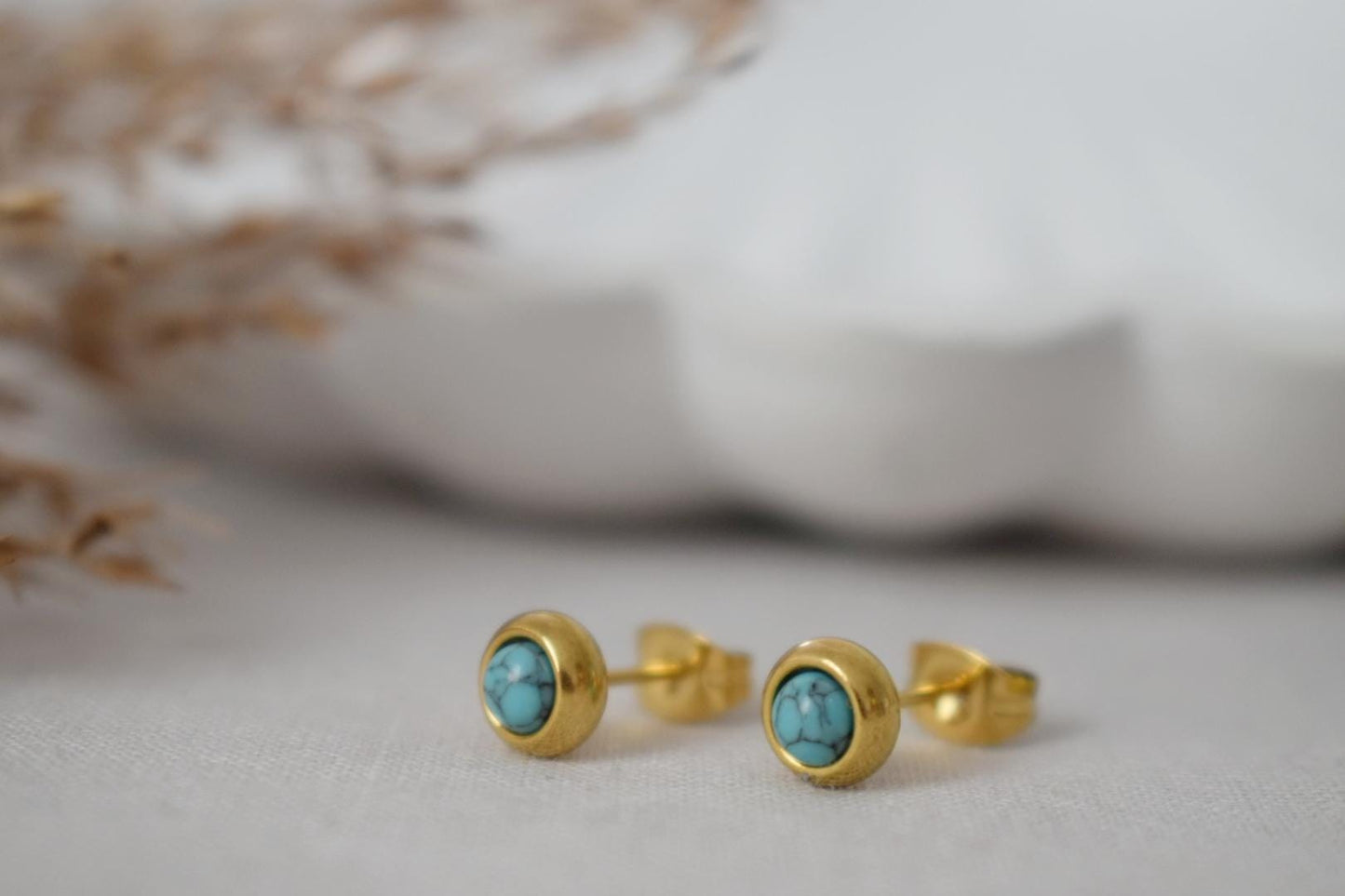 Mini türkise Ohrstecker, 4mm Ohrstecker, Edelstein Ohrstecker, Unisex Ohrstecker, Minimalistischer Schmuck, Muttertagsgeschenk