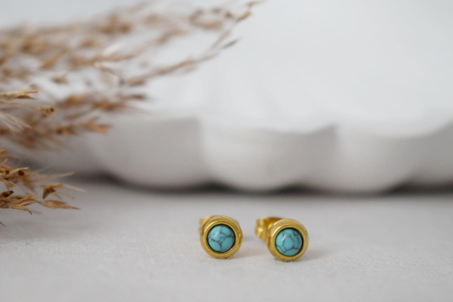 Mini türkise Ohrstecker, 4mm Ohrstecker, Edelstein Ohrstecker, Unisex Ohrstecker, Minimalistischer Schmuck, Muttertagsgeschenk