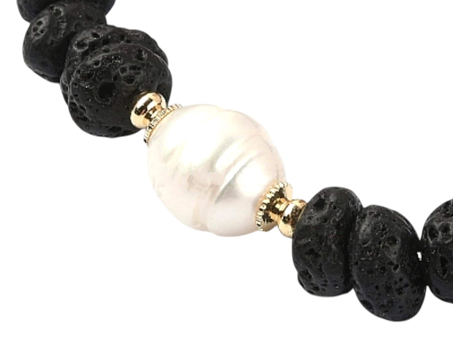 Diffusor-Armband, Süßwasserperlen & Lava-Armband, ätherische Öle, elegantes dehnbares Duftarmband, schwarz-weißes Armband, Geschenk
