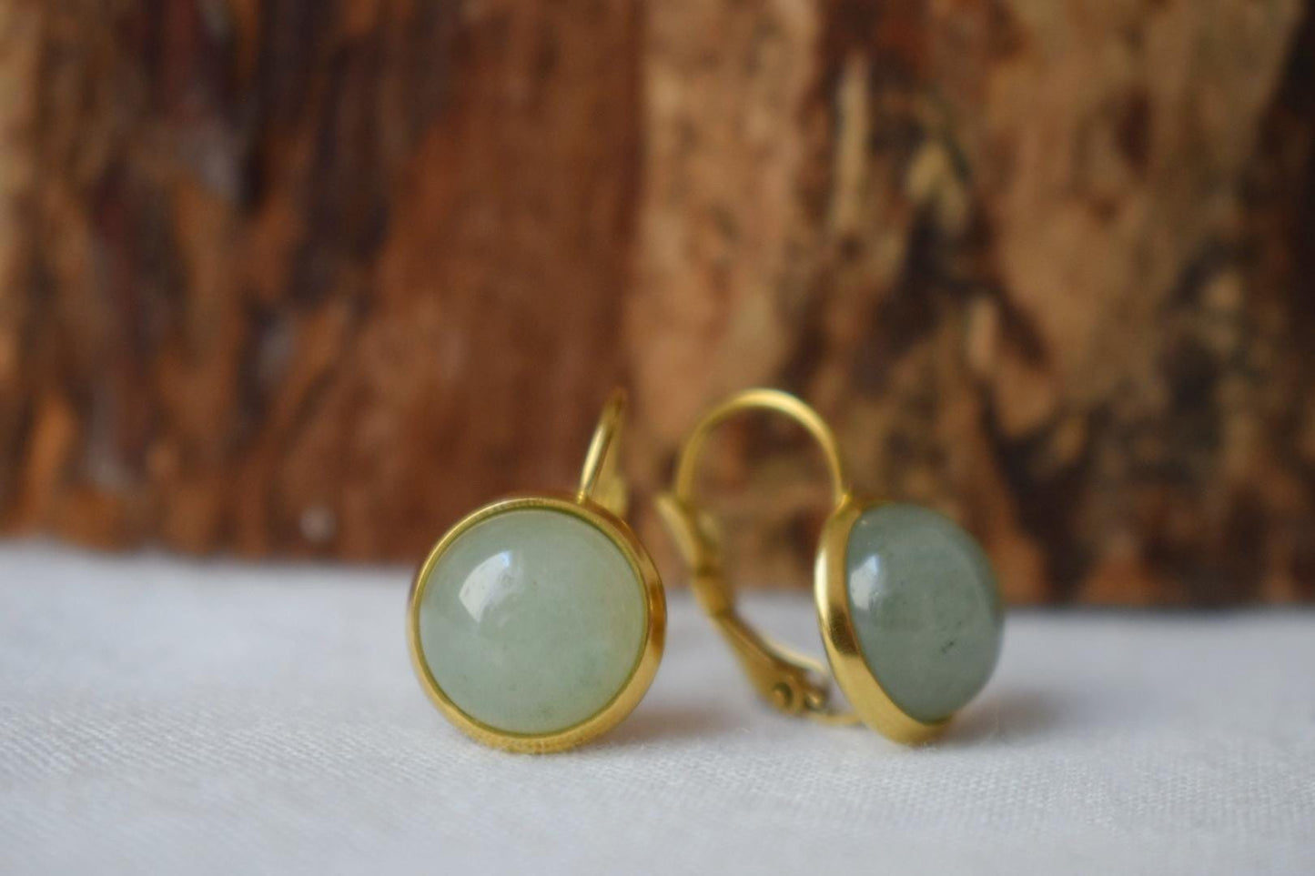 Kleine Aventurin-Ohrringe baumeln gold, Edelstein grün, minimalistisch, Hebelverschluss, Naturstein, Geburtsstein, Schmuckgeschenk für Sie