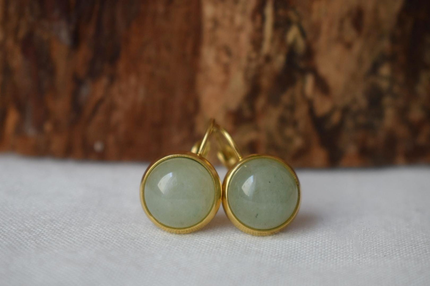 Aventurin-Ohrringe, Grüne Edelstein-Ohrringe, Goldener Schmuck mit Geburtssteinen, Bestes Weihnachtsgeschenk für Sie