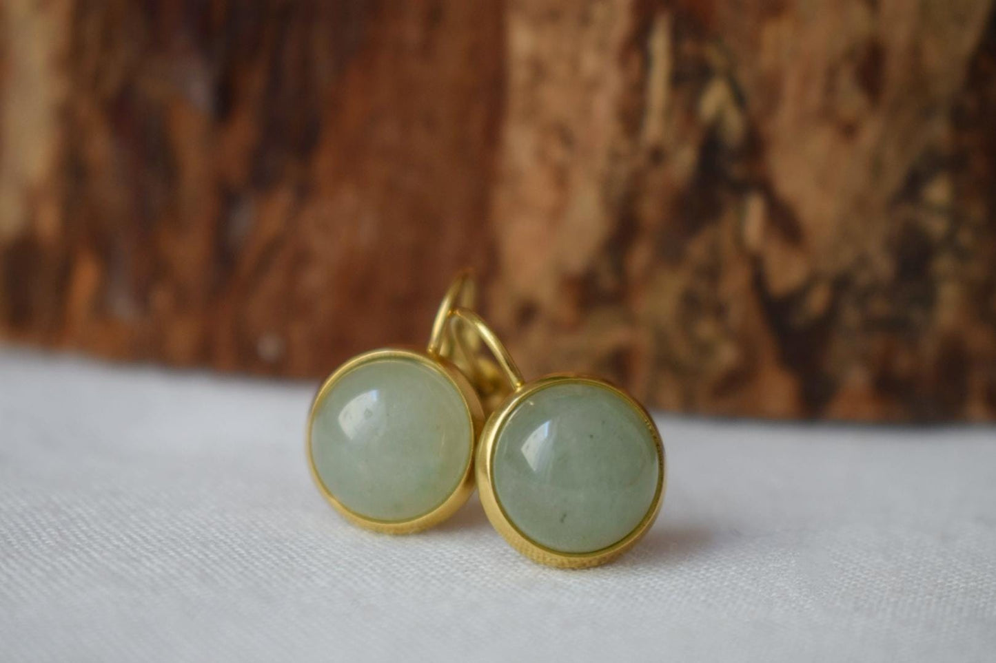 Aventurin-Ohrringe, Grüne Edelstein-Ohrringe, Goldener Schmuck mit Geburtssteinen, Bestes Weihnachtsgeschenk für Sie