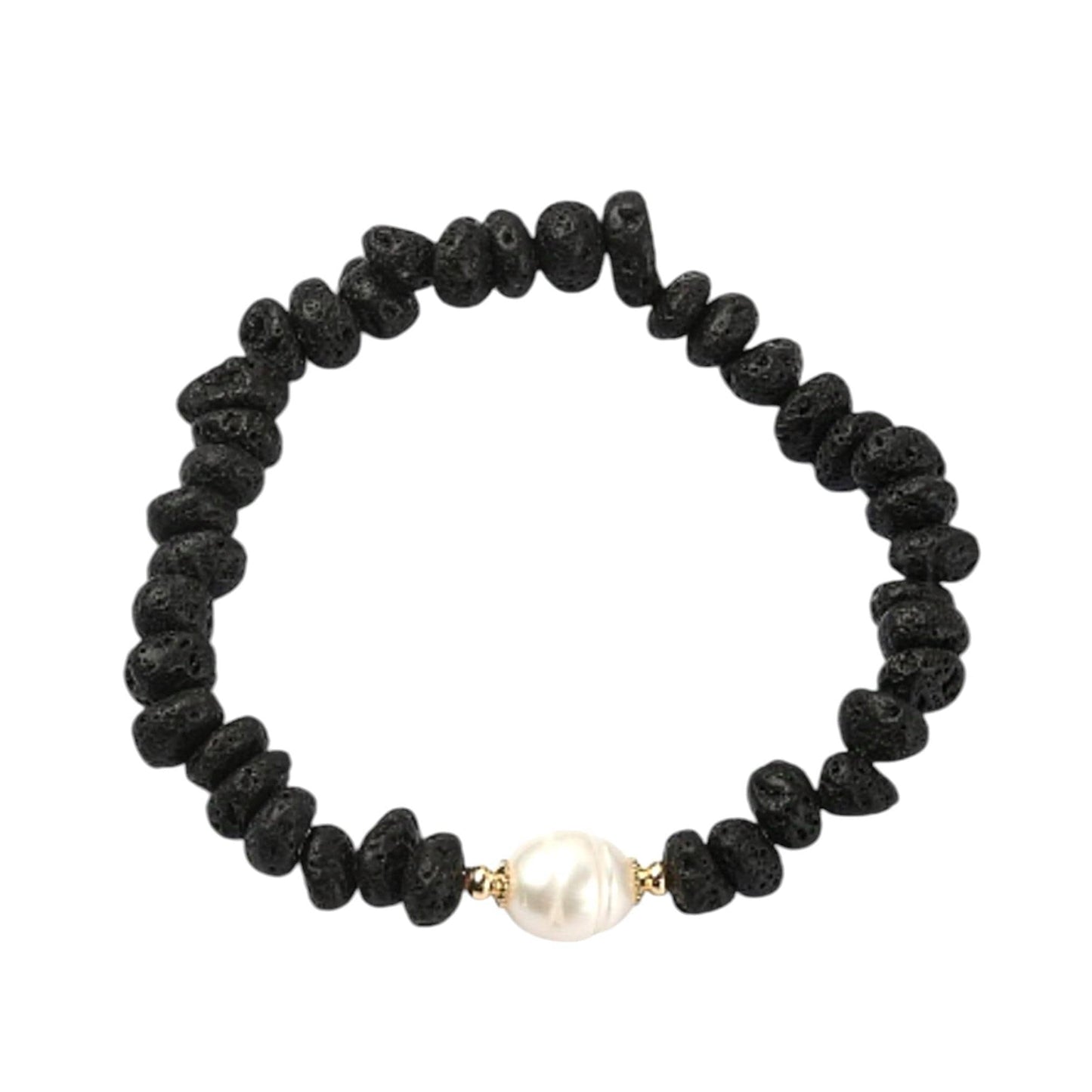 Diffusor-Armband, Süßwasserperlen & Lava-Armband, ätherische Öle, elegantes dehnbares Duftarmband, schwarz-weißes Armband, Geschenk