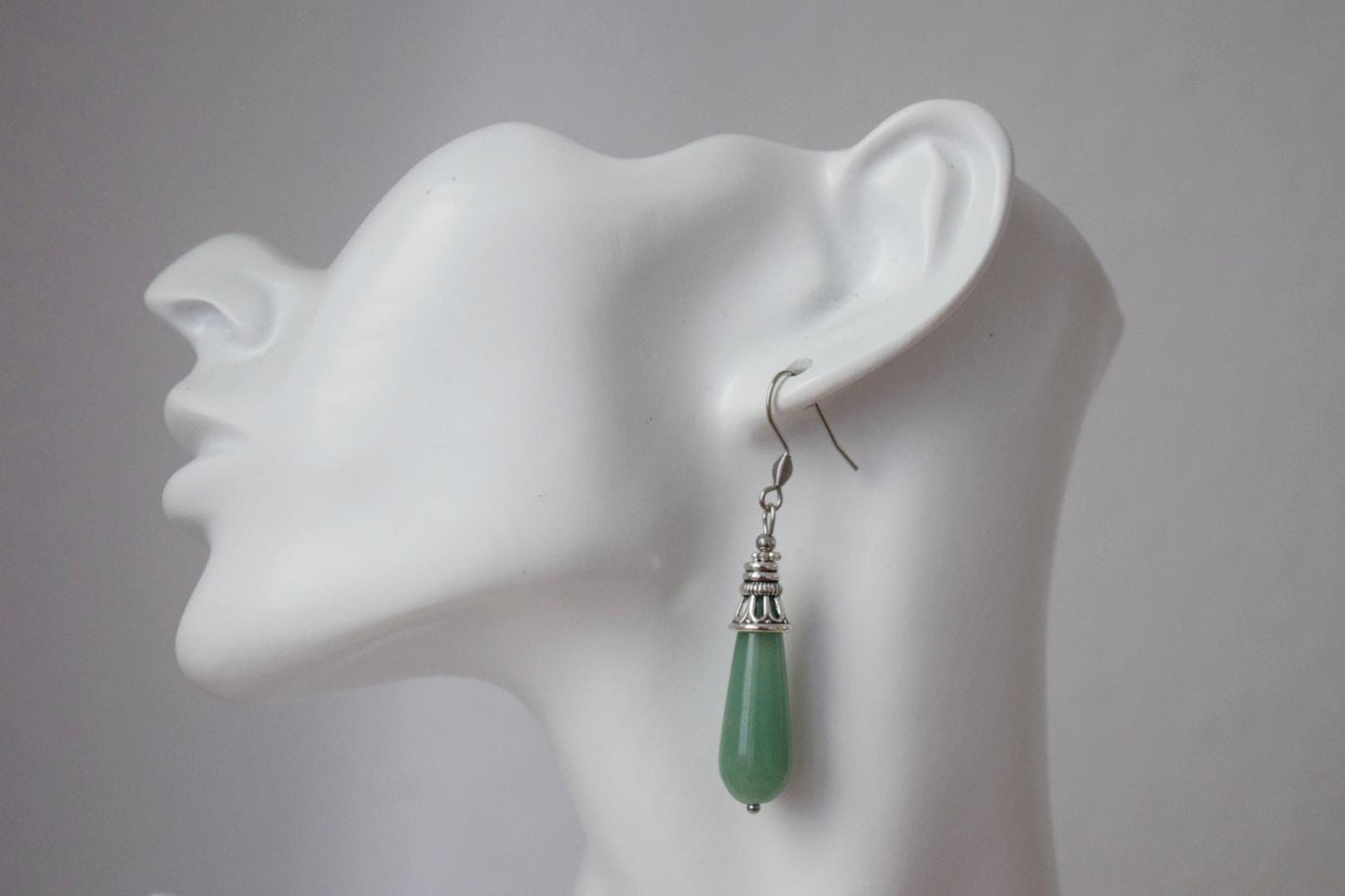 Aventurin Ohrringe, Lange Tropfen Ohrringe, Grüne Edelstein Tropfen Ohrringe, Boho Hängeohrringe, Natürlicher Aventurin Schmuck