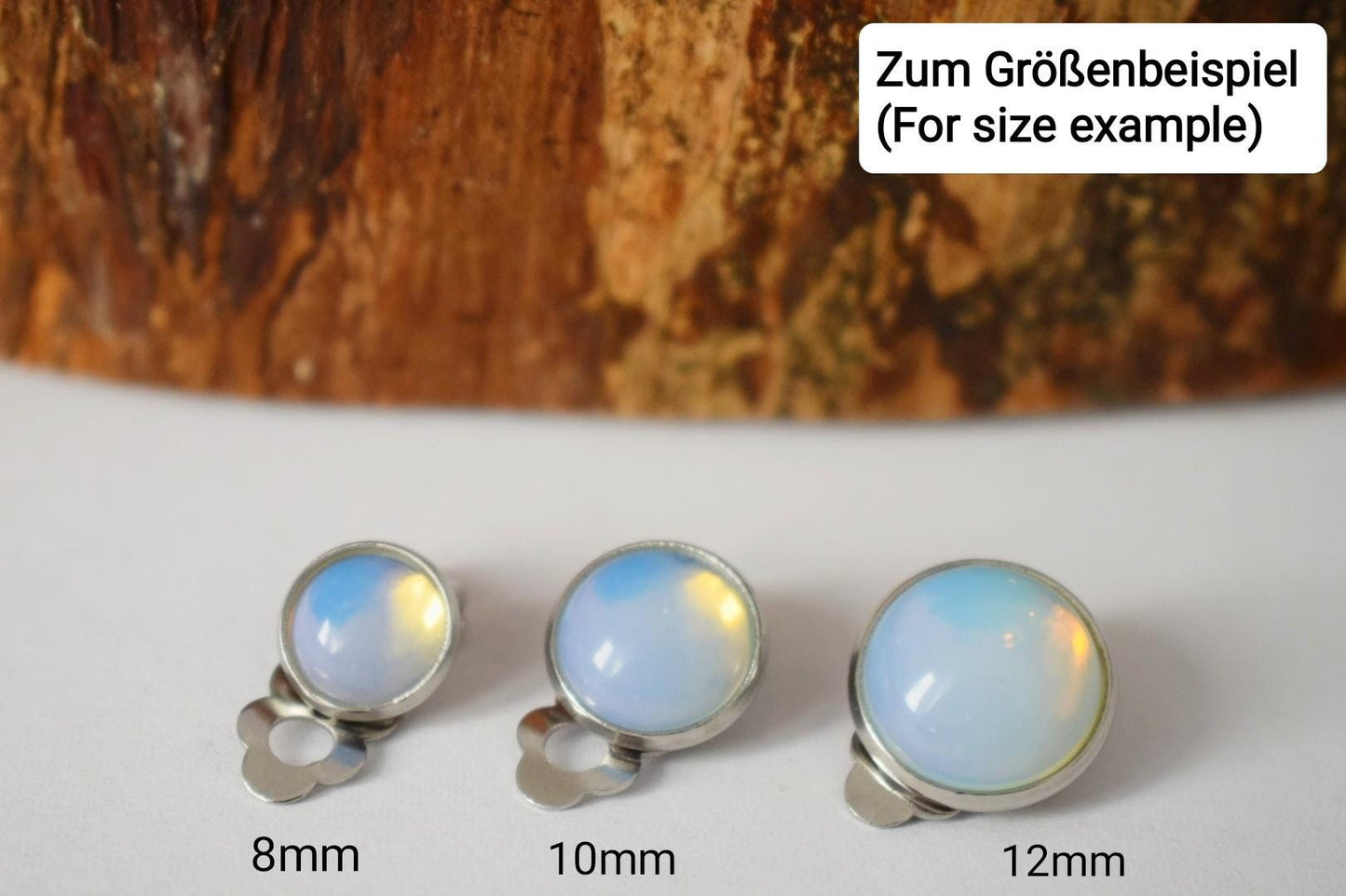 Roségoldene Ohrclips aus Rosenquarz für Frauen, Edelstein, Nicht durchbohrte Ohrringe, Rosa Stein, Edelstahl, Rosenquarzschmuck