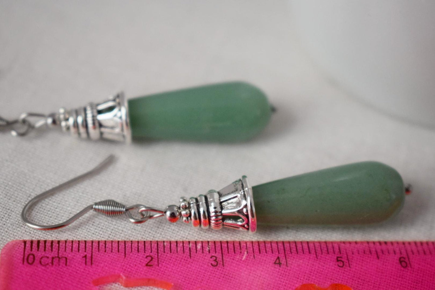 Aventurin Ohrringe, Lange Tropfen Ohrringe, Grüne Edelstein Tropfen Ohrringe, Boho Hängeohrringe, Natürlicher Aventurin Schmuck