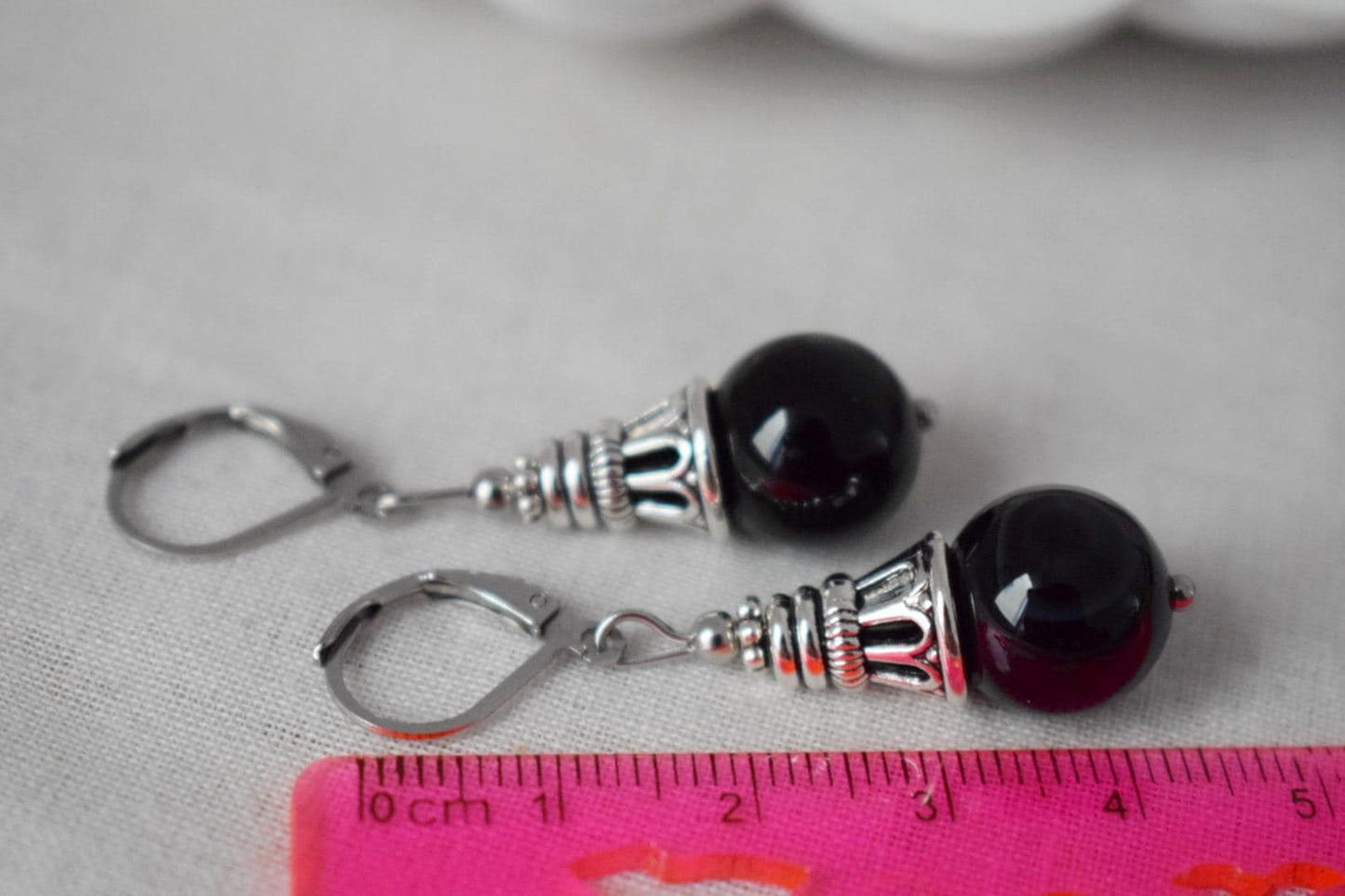 Schwarze Achat Ohrringe, Boho Edelstein Tropfen Ohrringe, Vintage Stein Ohrringe für Frauen, Handgemachter ethnischer Schmuck, Geschenk für Sie