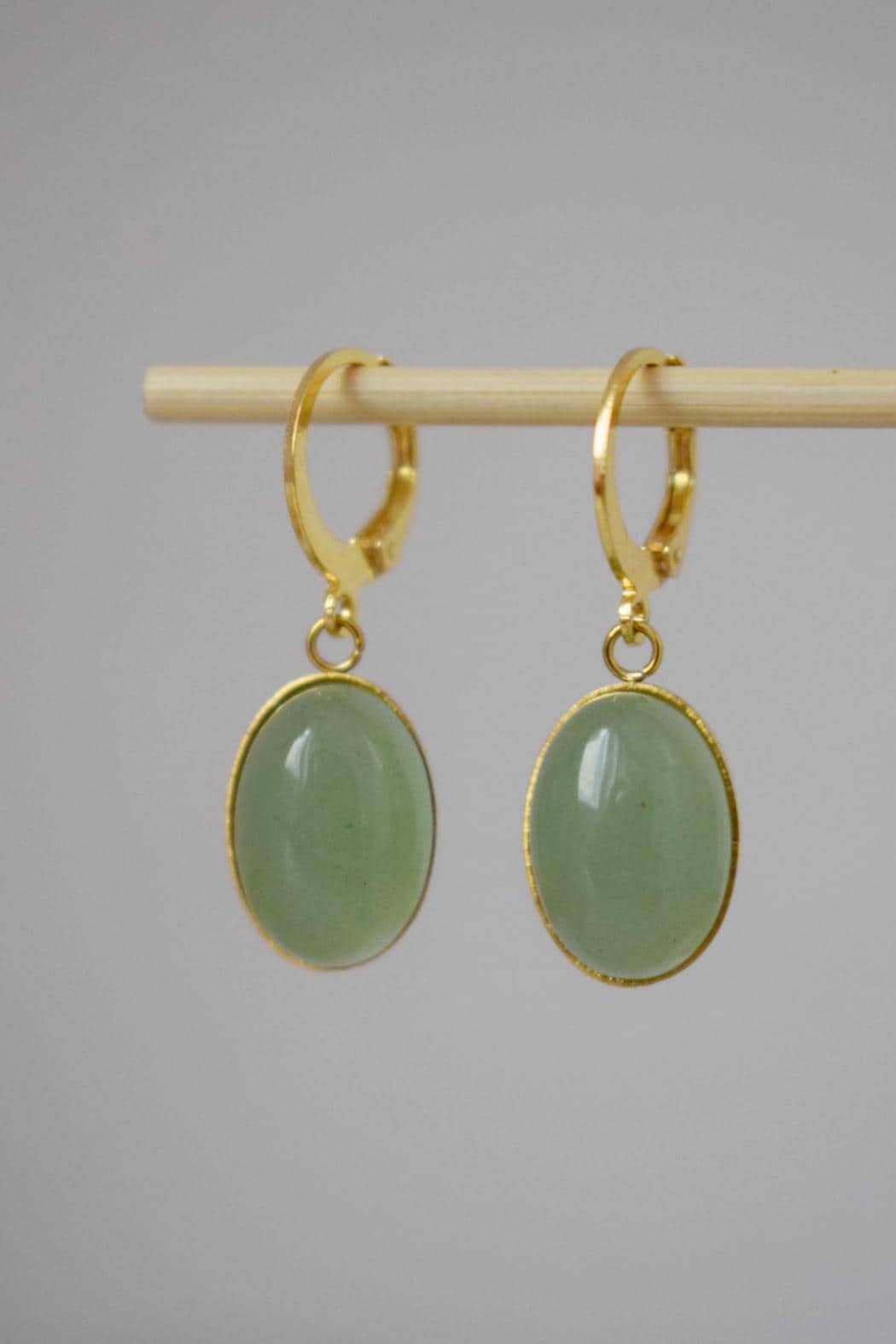 Aventurin Ohrringe für Frauen, Grüne Edelstein Ohrringe, Naturstein Ohrringe, Leichter Schmuck, Geschenk für Sie