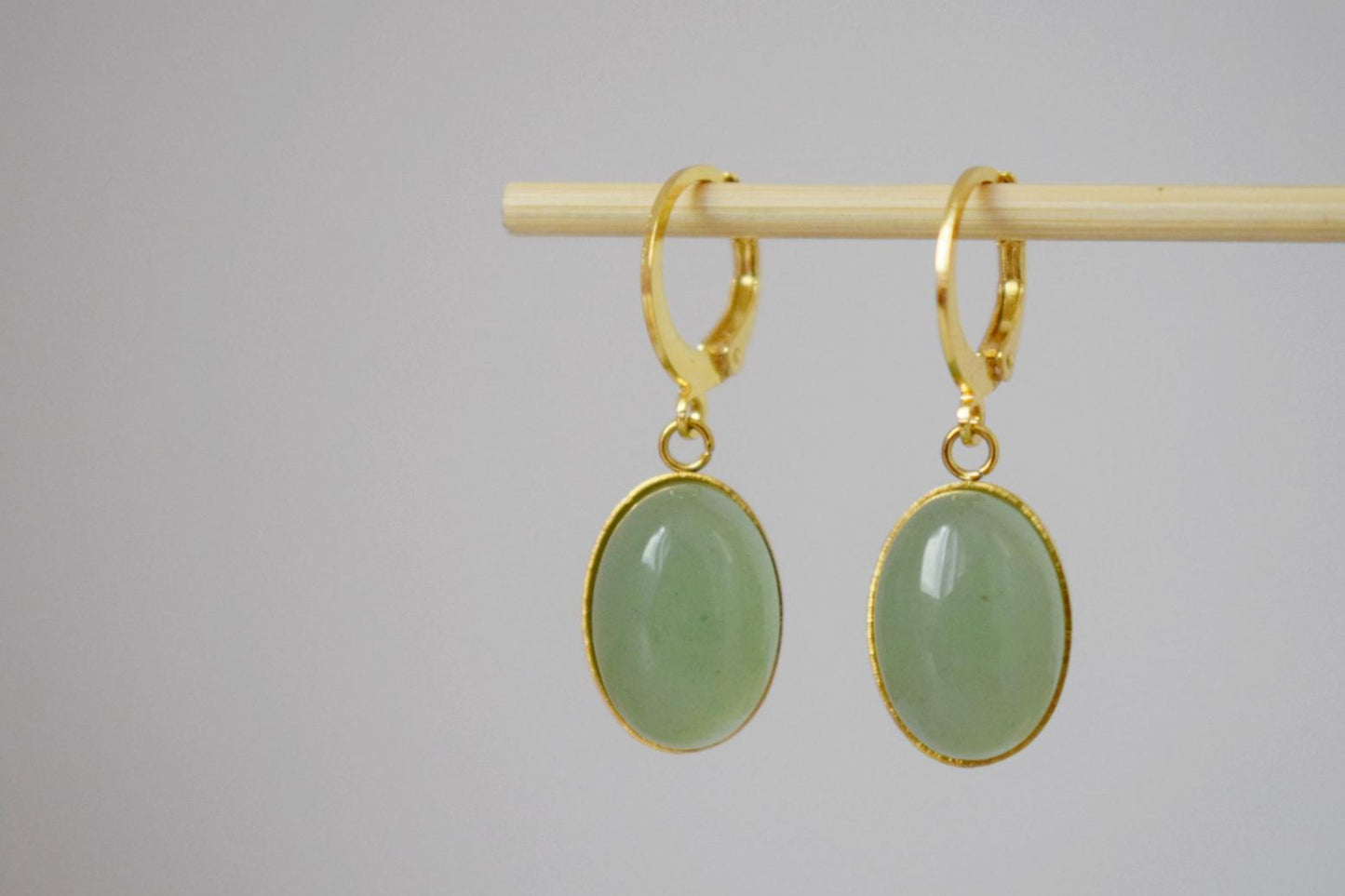 Aventurin Ohrringe für Frauen, Grüne Edelstein Ohrringe, Naturstein Ohrringe, Leichter Schmuck, Geschenk für Sie