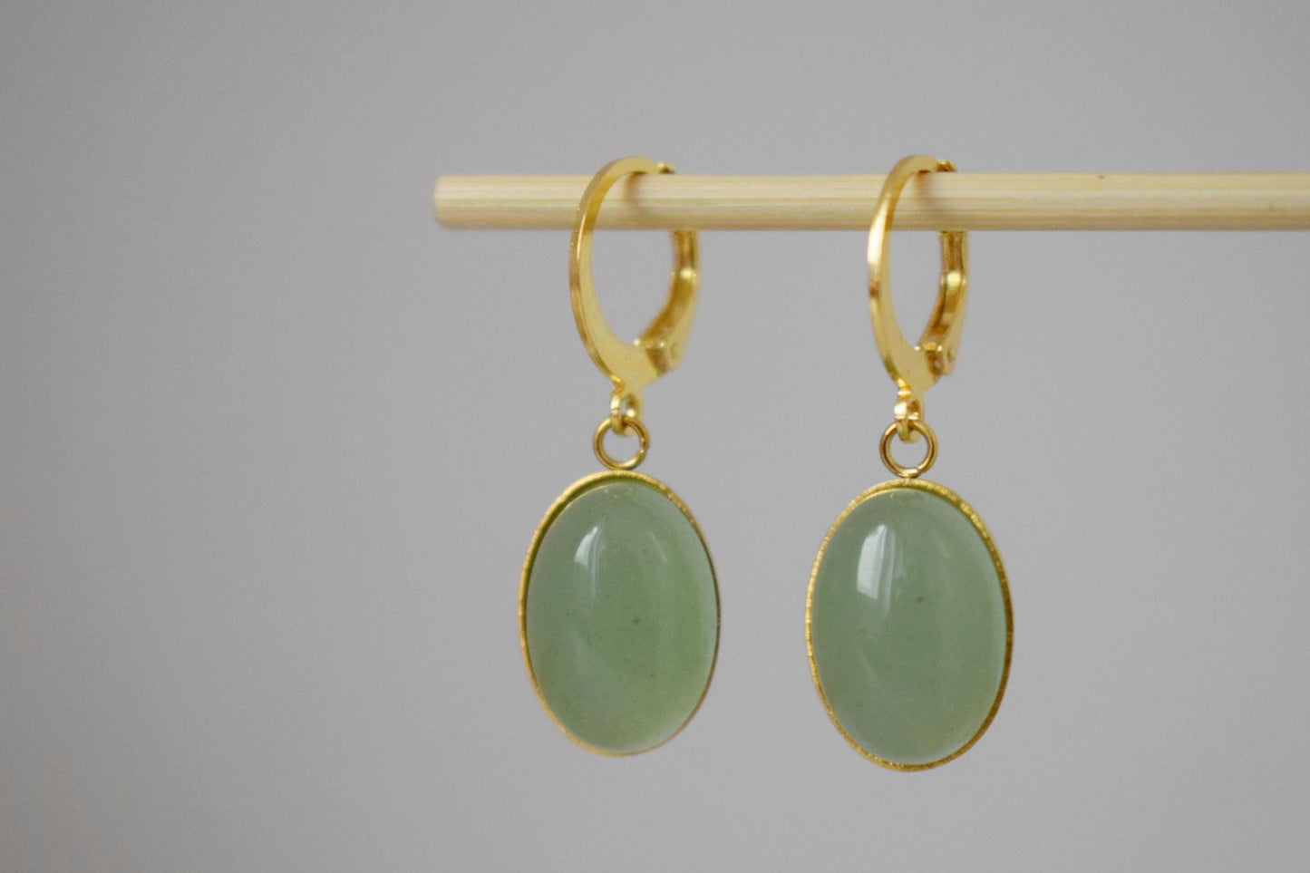 Aventurin Ohrringe für Frauen, Grüne Edelstein Ohrringe, Naturstein Ohrringe, Leichter Schmuck, Geschenk für Sie