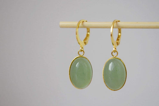 Aventurin Ohrringe für Frauen, Grüne Edelstein Ohrringe, Naturstein Ohrringe, Leichter Schmuck, Geschenk für Sie