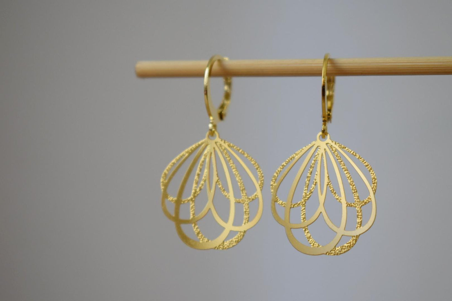 Minimalist Gold Plated Drop Earrings, Lightweight Filigree Leaf Design, Elegant Modern Jewelry for Women, Everyday or Special Occasion Gift