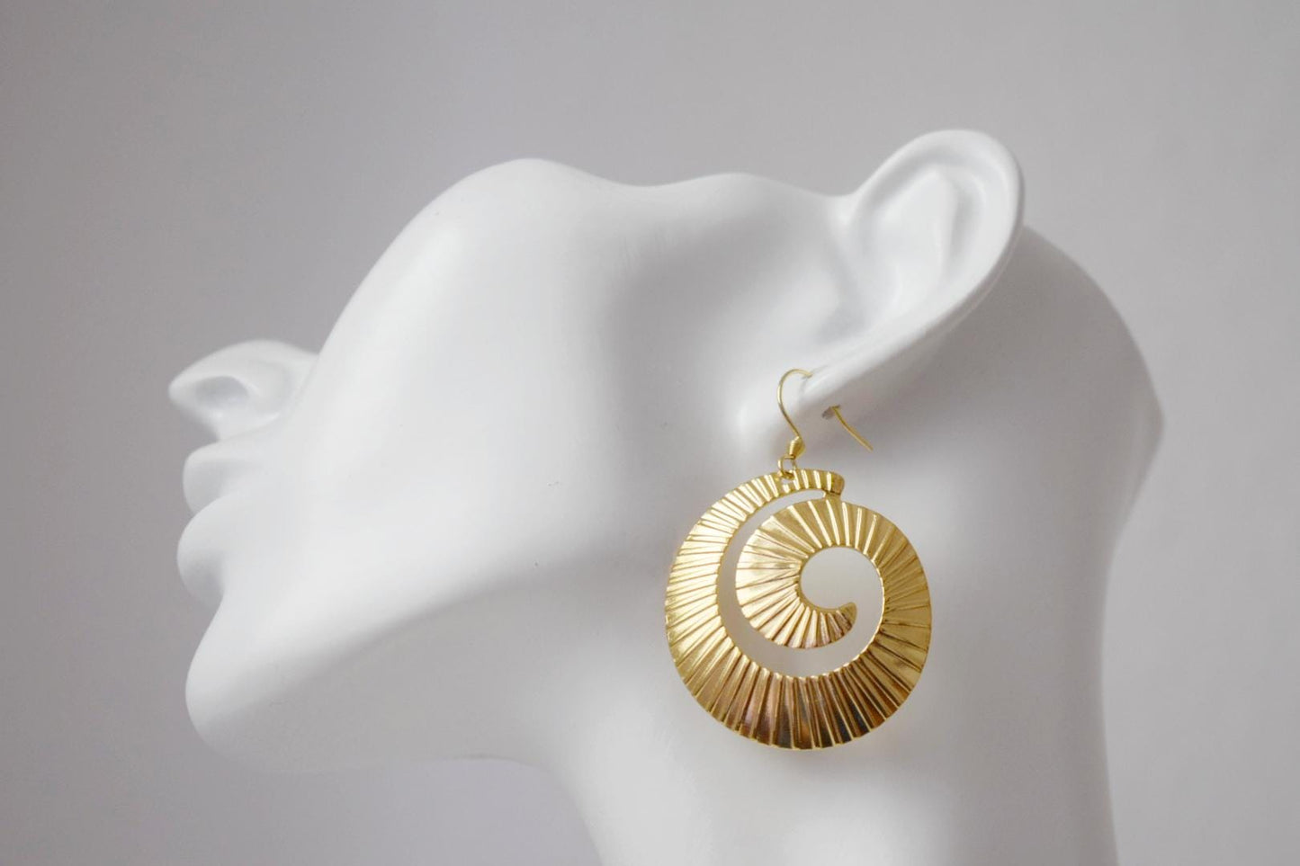Spiral dangle earrings for women, Long statement vortex earrings, 18k gold plated stainless steel, Boho jewelry, Unique gift for her