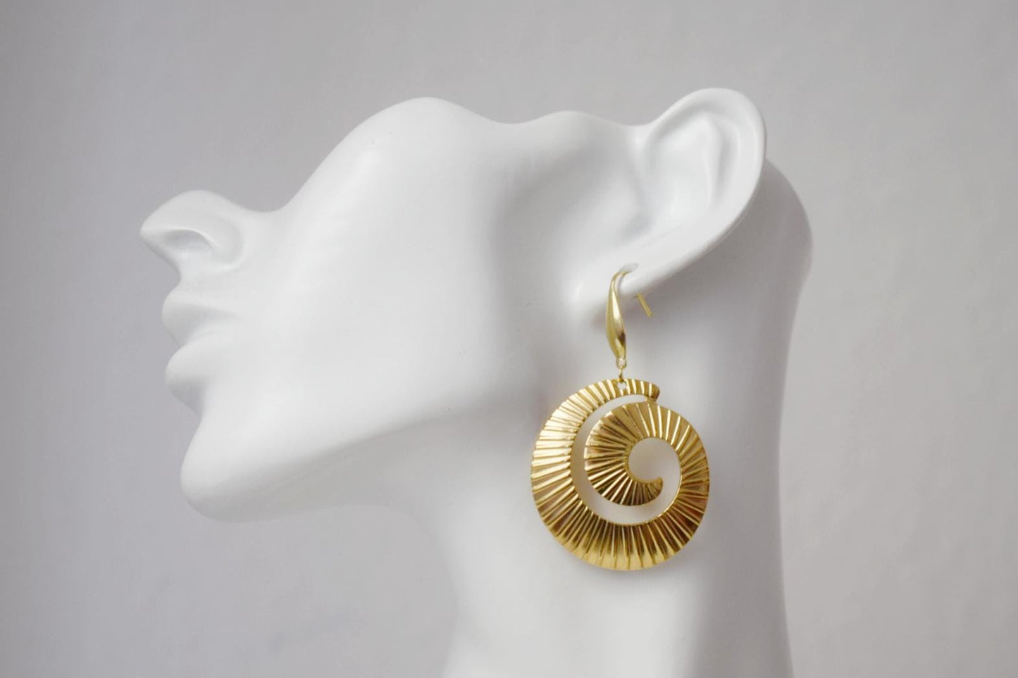 Spiral dangle earrings for women, Long statement vortex earrings, 18k gold plated surgical stainless steel, Boho jewelry, Unique gift her