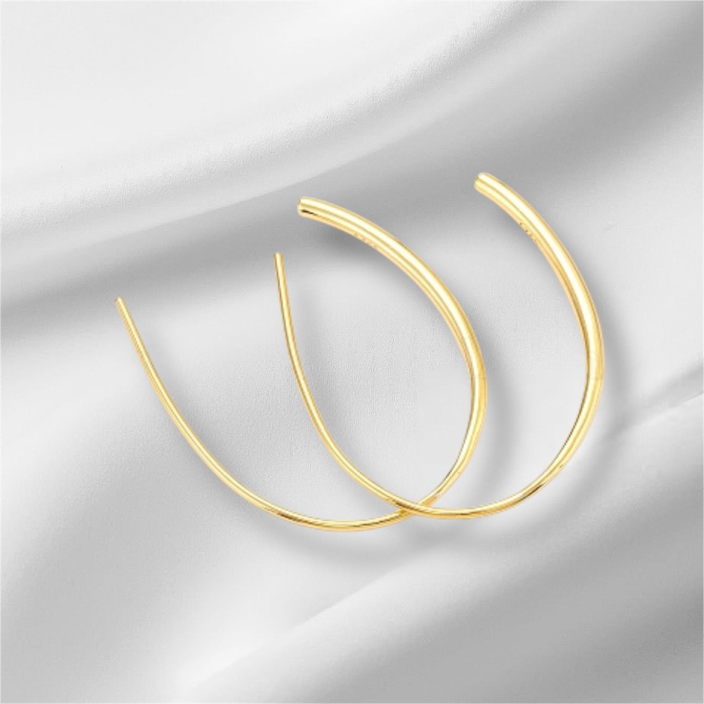 925 Sterling Silver Teardrop Ear Thread, Golden Drop Stylish Elegant Earrings, Silver Jewellery