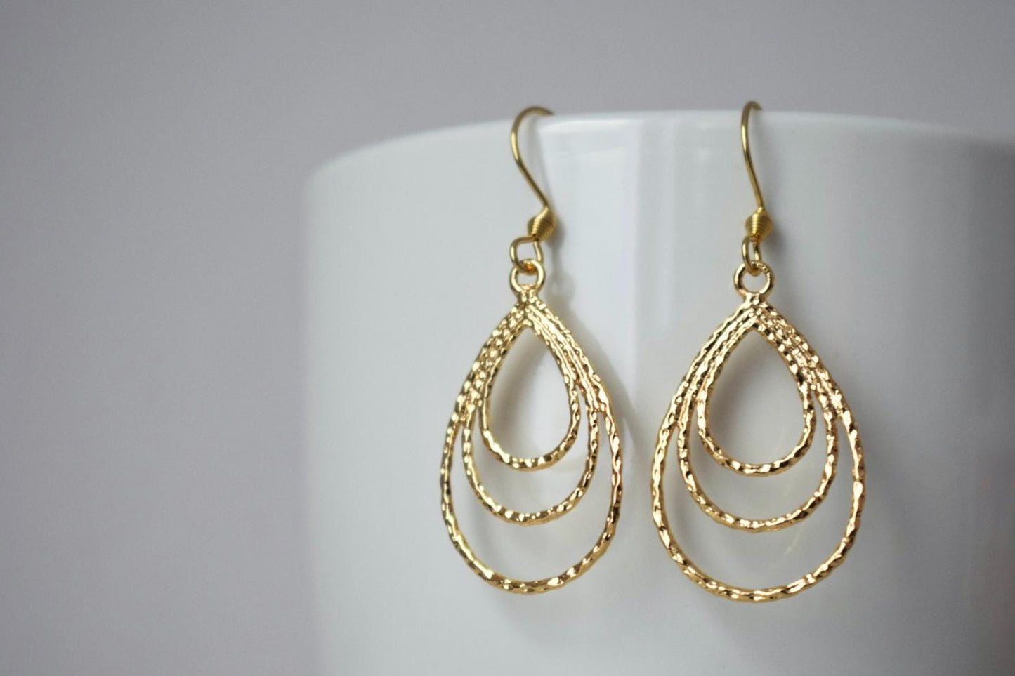 Teardrop Dangle Earrings: Geometric Minimalist Jewelry