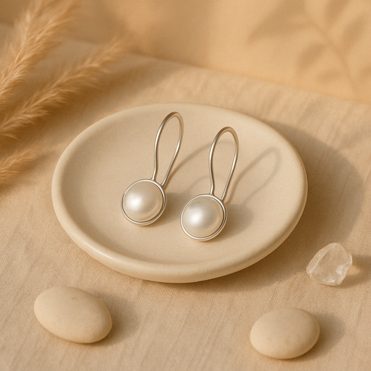 Natural Pearl Earrings Sterling Silver, Simple Pearl Drop Wedding Earrings, Lightweight Earrings, Bridesmaid Gifts, Mother's day gift