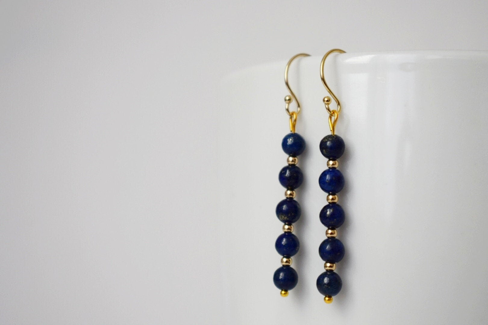 Lapis Lazuli Dangle Earrings: 18k Gold Plated Jewelry