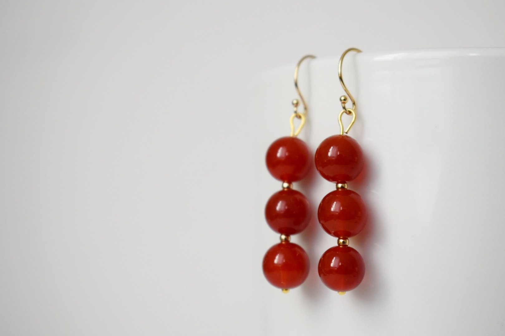 Carnelian Dangle Earrings: Red Gemstone Jewelry