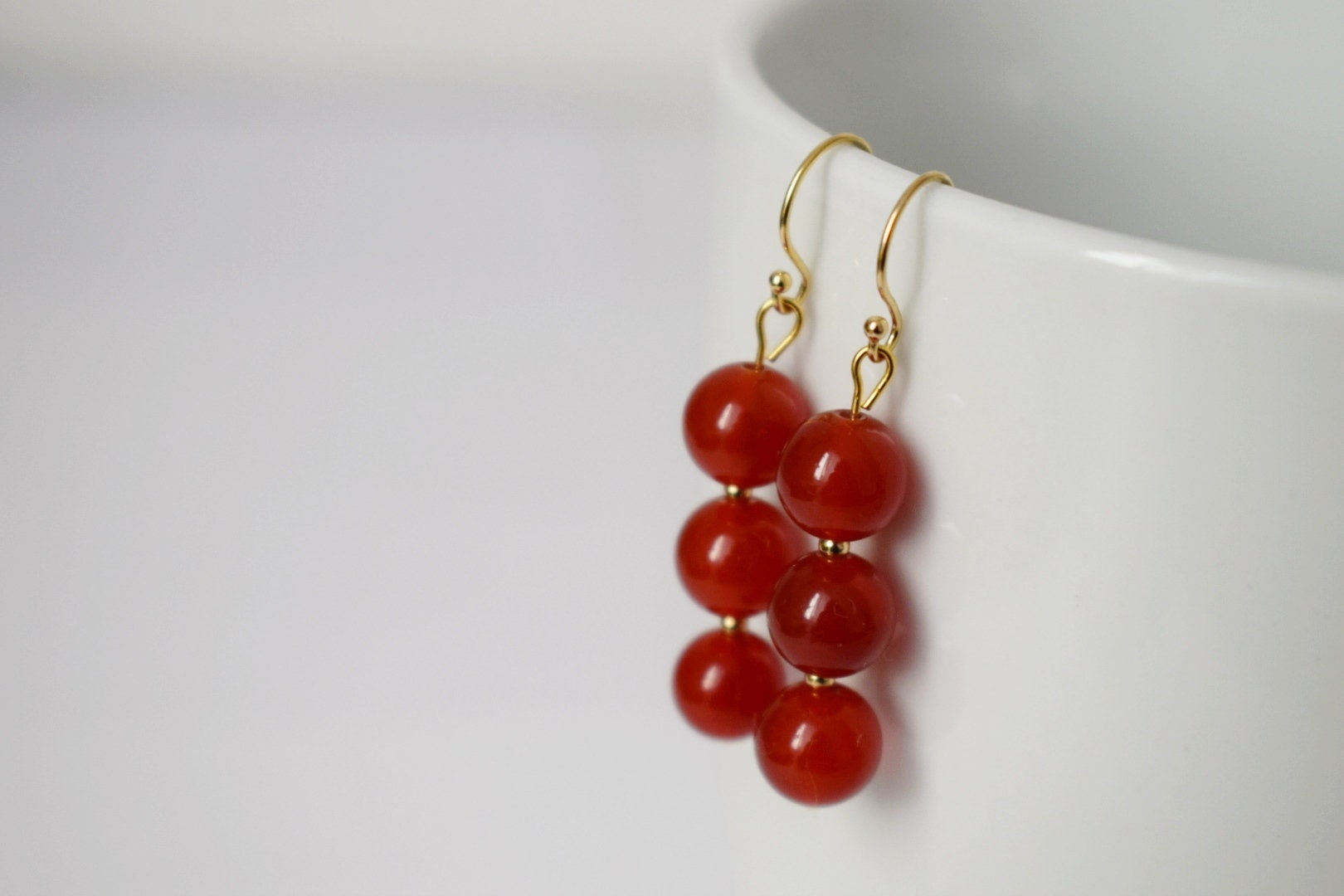 Carnelian Dangle Earrings: Red Gemstone Jewelry