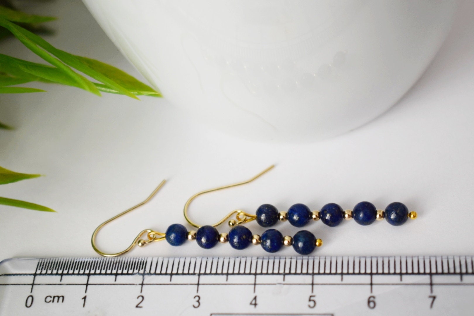 Lapis Lazuli Dangle Earrings: 18k Gold Plated Jewelry