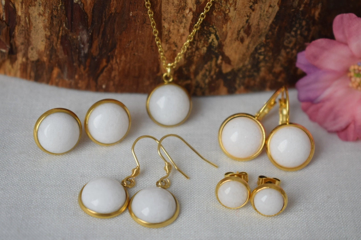 White Jade Pendant Necklace: Minimalist Gemstone Jewelry, Gift for Her