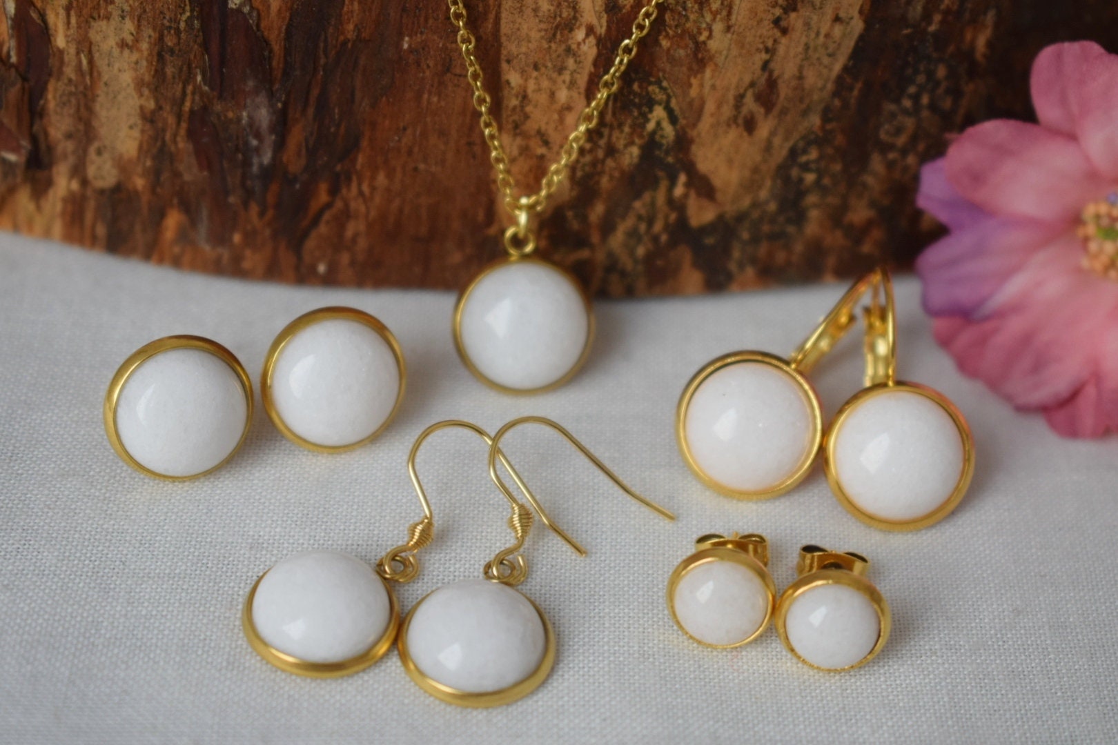 White Jade Pendant Necklace: Minimalist Gemstone Jewelry, Gift for Her