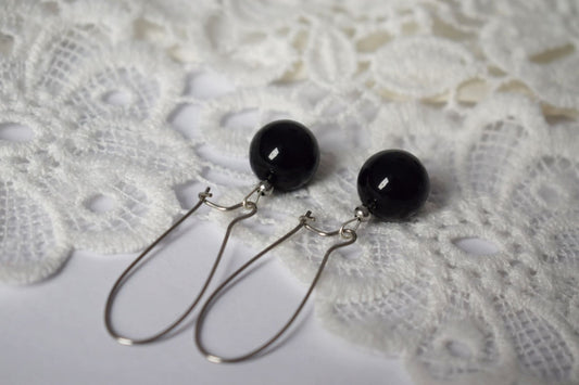 Schwarze Creolen für Frauen, Achat Creolen, Schwarzer Achat, Boho Creolen mit Edelstein, handgefertigter Schmuck, Geschenk für Sie