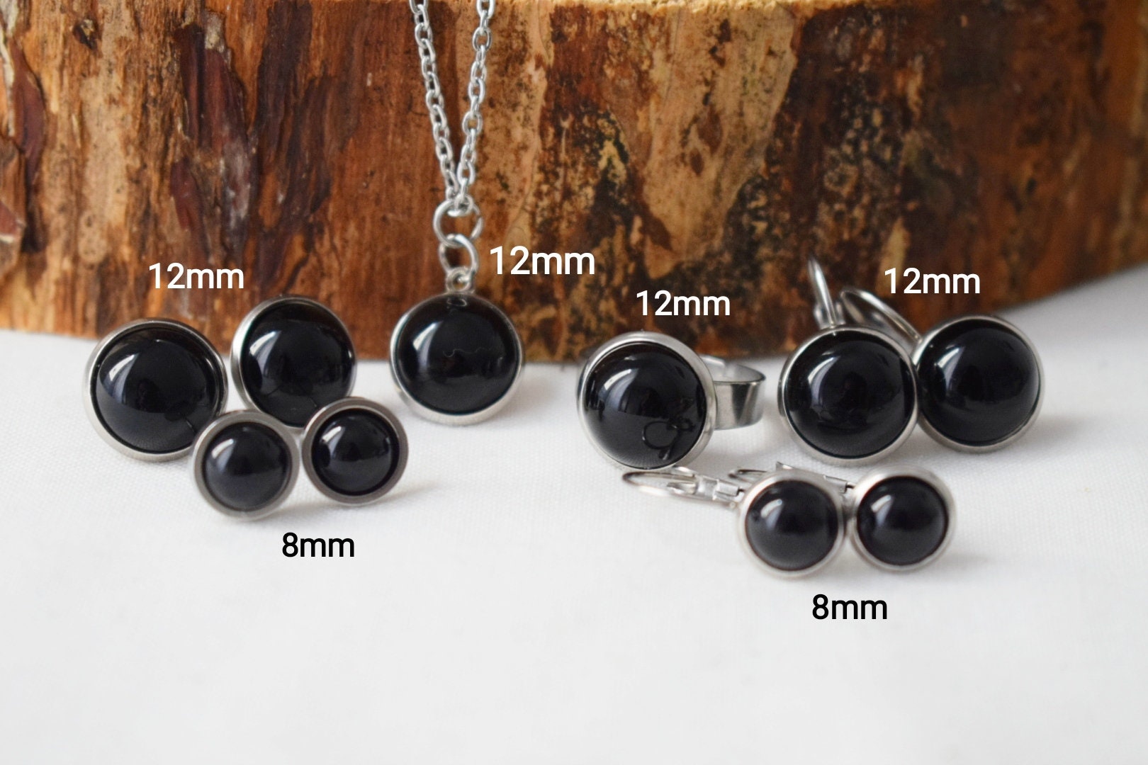 Black agate dangle earrings, 18k gold plated Gemstone jewellery